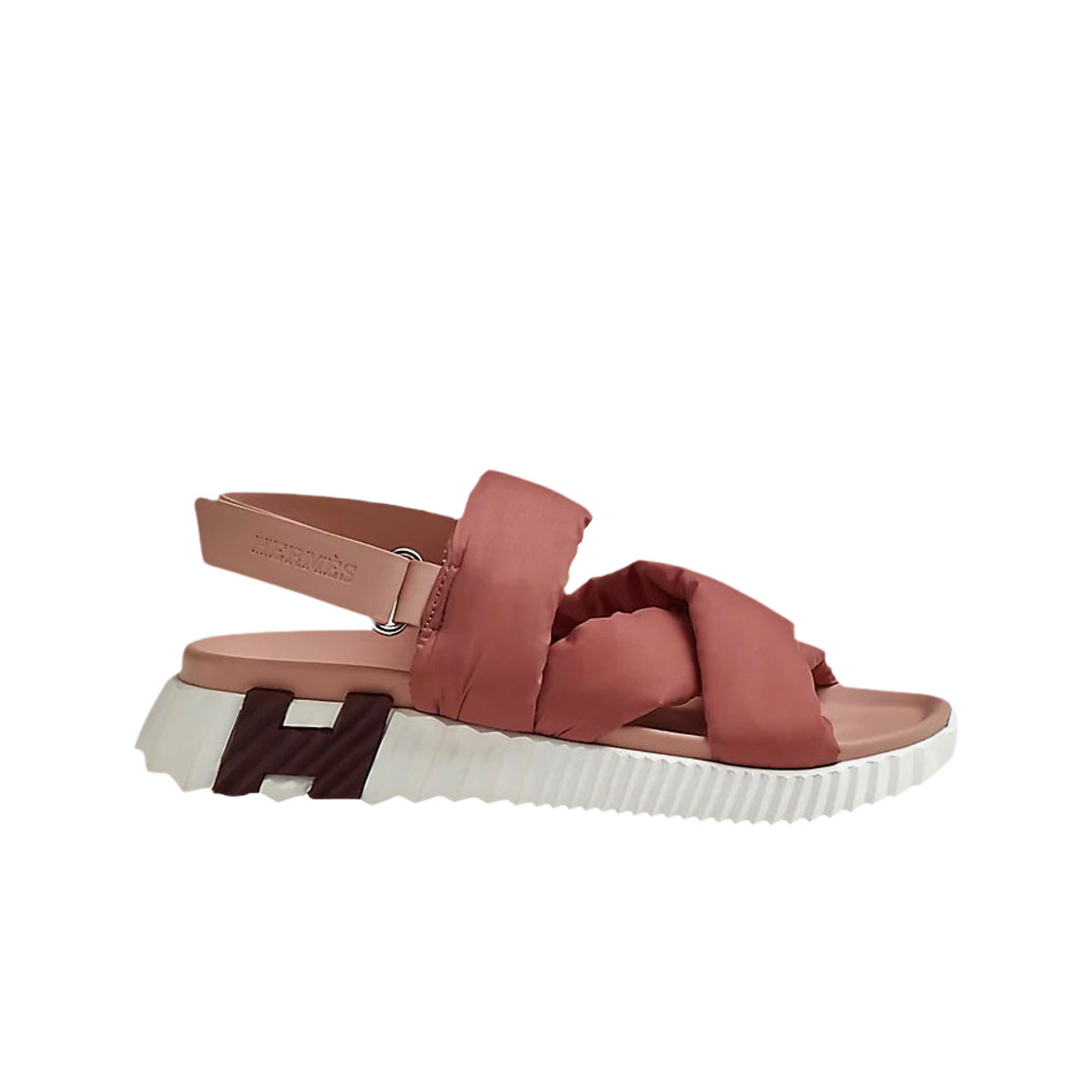 (W) 에르메스 일렉트릭 샌들 파라슈트 패브릭 카프스킨 & 로즈 로즈 오팔린((W) Hermes Electric Sandal Parachute Fabric Calfskin & Rose Rose Opaline) - 1