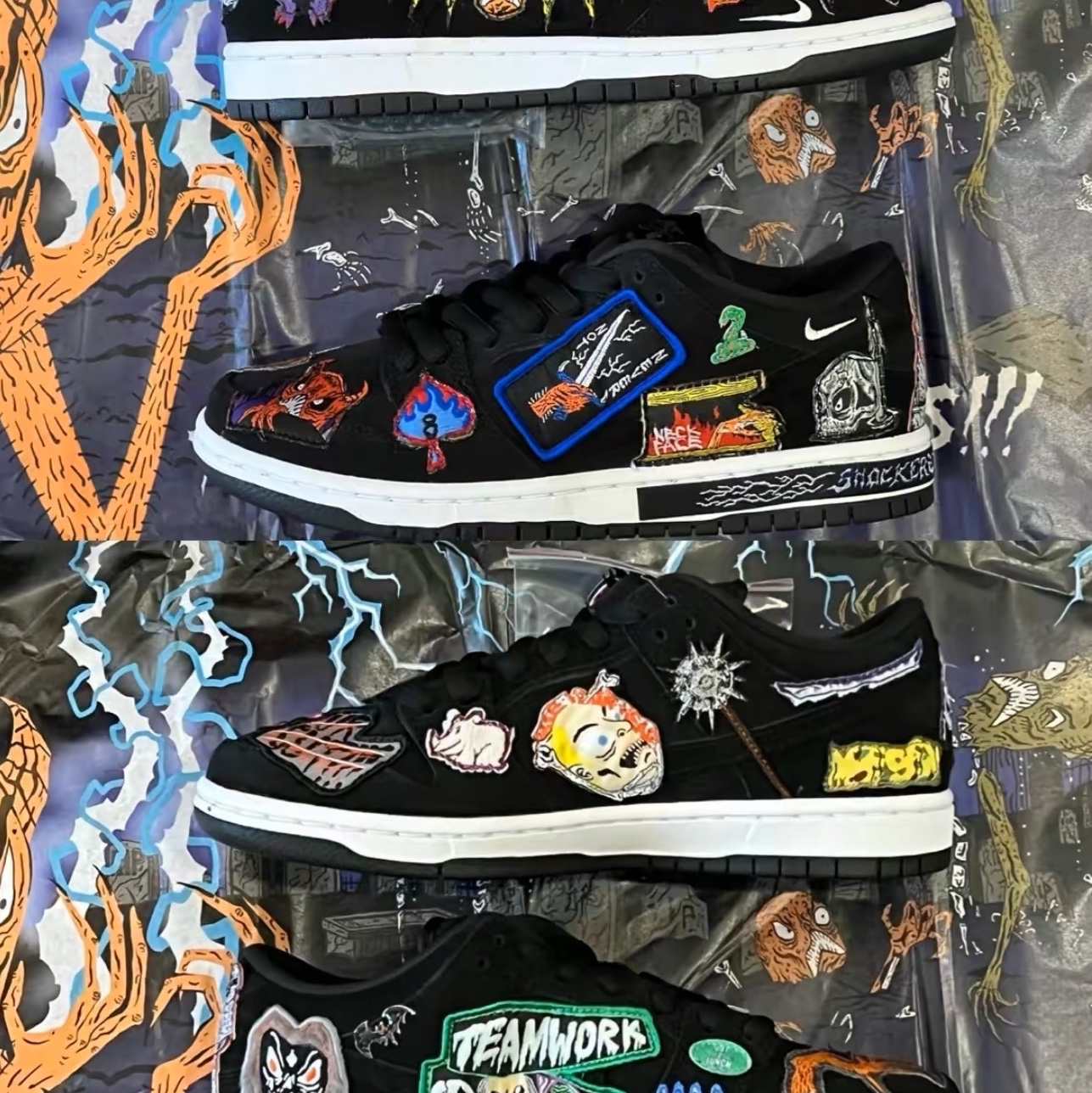 Nike x Neckface SB Dunk Low Pro Black 착용 스타일 - 2