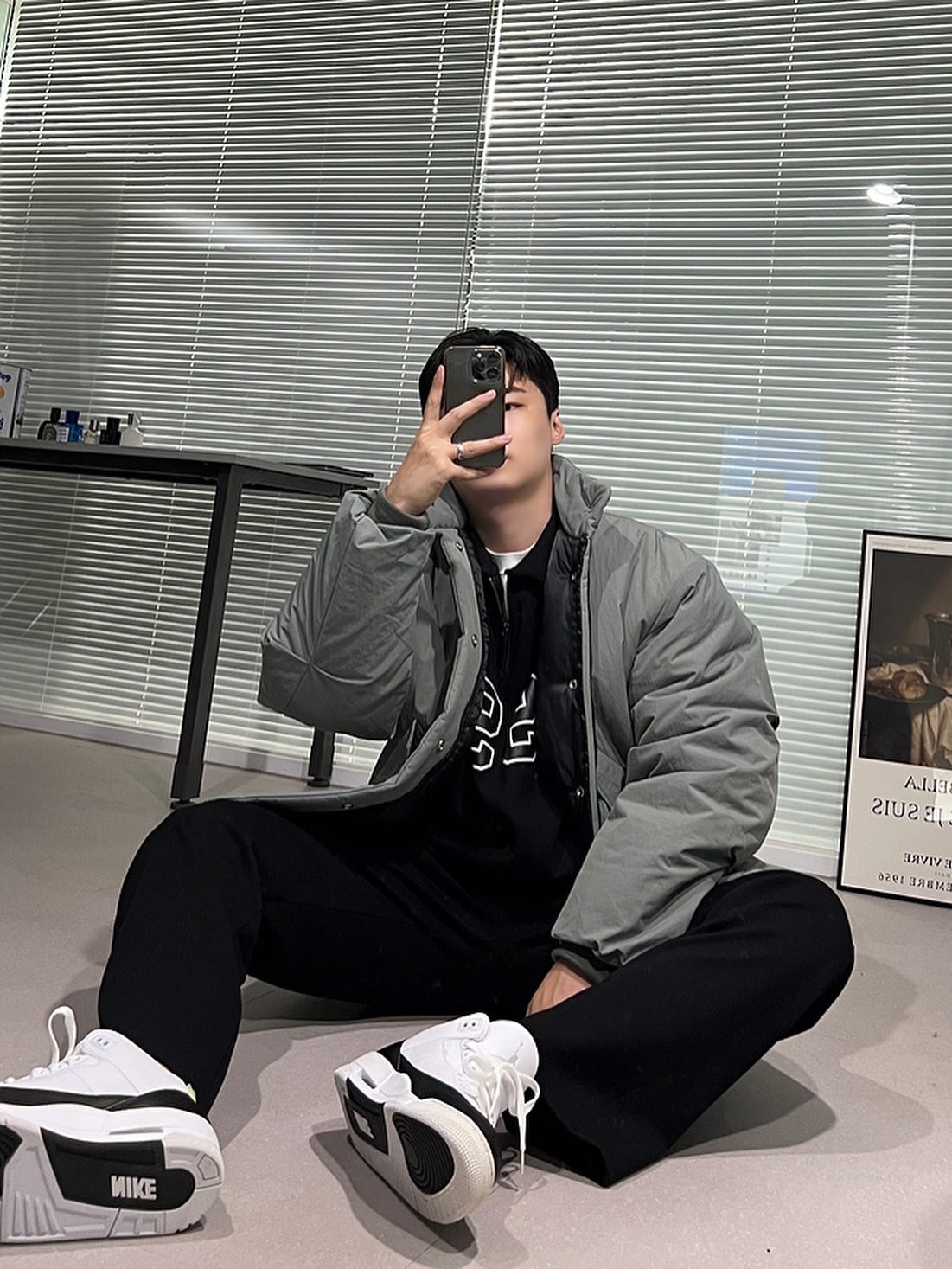Jordan 3 x Fragment Retro SP White Black 착용 스타일 - 1