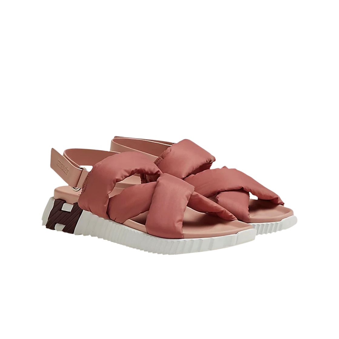 (W) 에르메스 일렉트릭 샌들 파라슈트 패브릭 카프스킨 & 로즈 로즈 오팔린((W) Hermes Electric Sandal Parachute Fabric Calfskin & Rose Rose Opaline) - 2