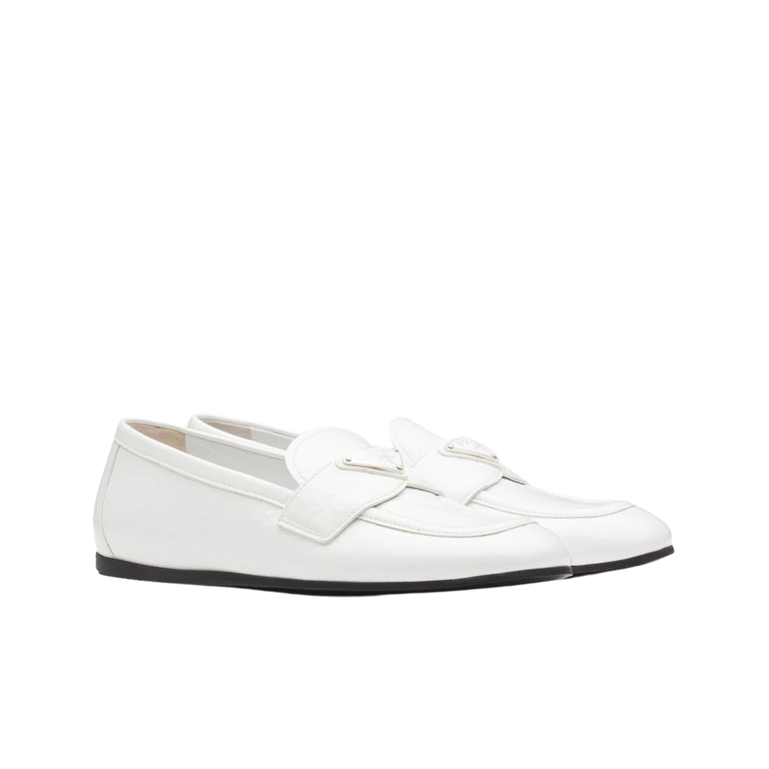 (W) 프라다 나플락 페이턴트 레더 로퍼 화이트((W) Prada Naplak Patent Leather Loafers White) - 2