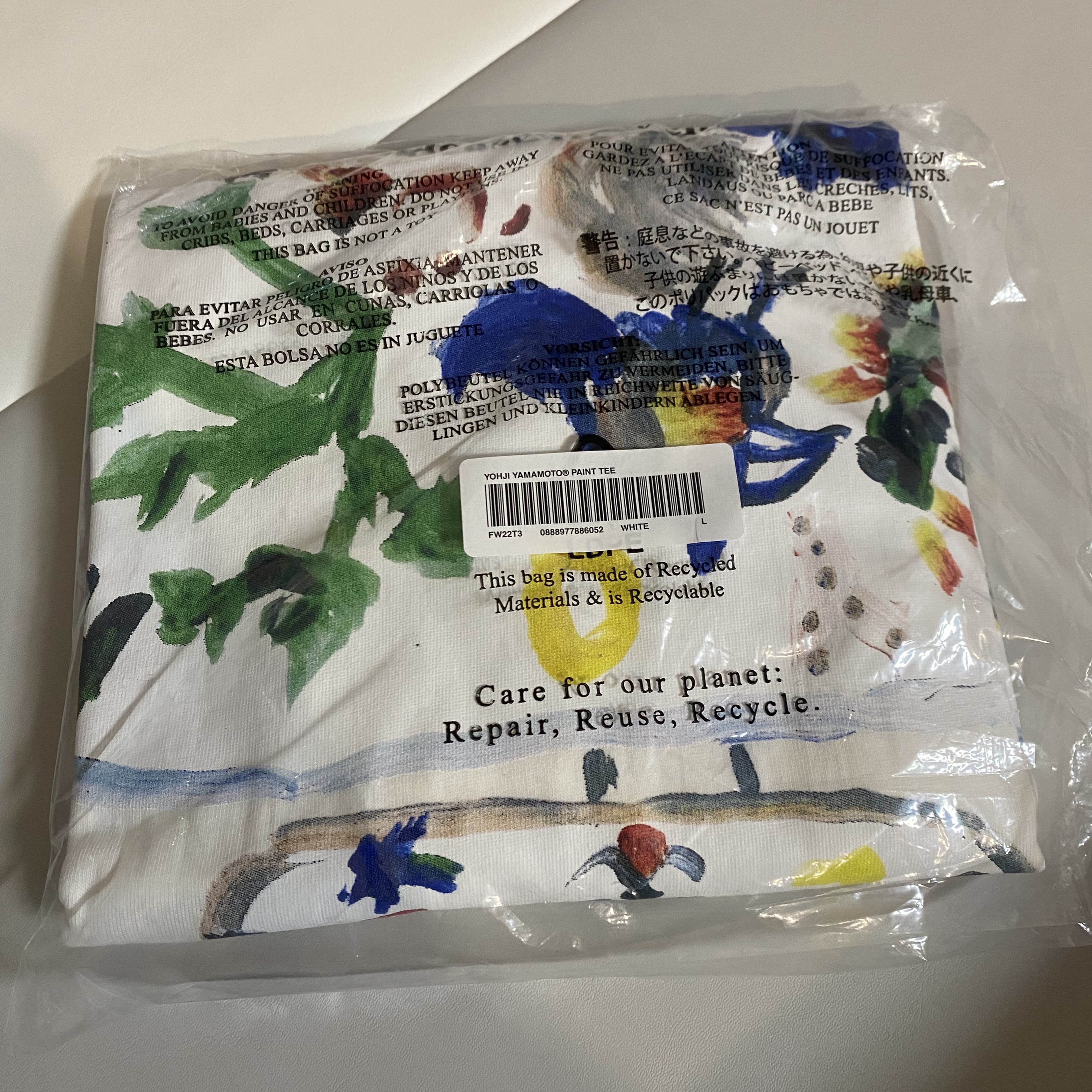 Supreme x Yohji Yamamoto Paint T-Shirt White - 22FW 착용 스타일