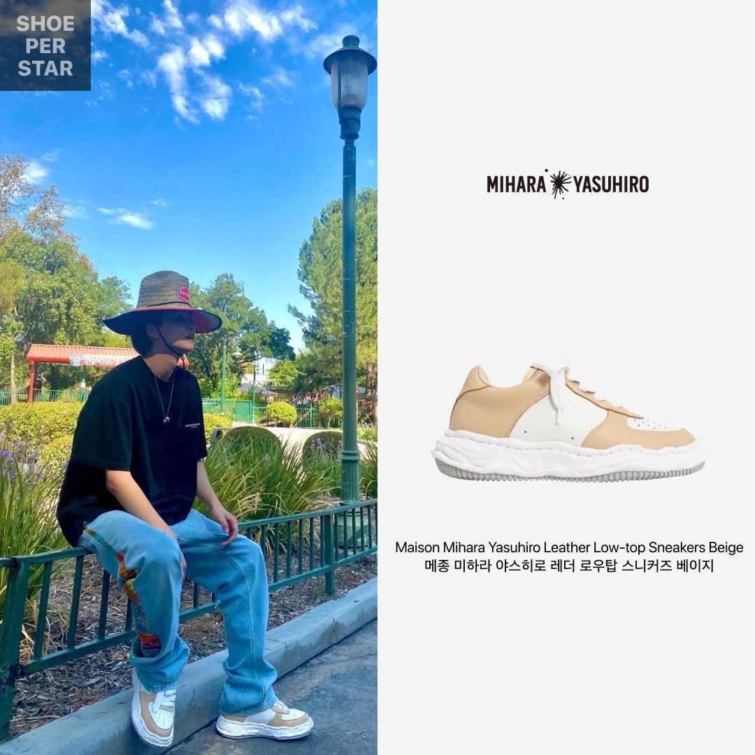 Maison Mihara Yasuhiro Wayne OG Sole Leather Low-top Sneakers Beige White 착용 스타일 - 1