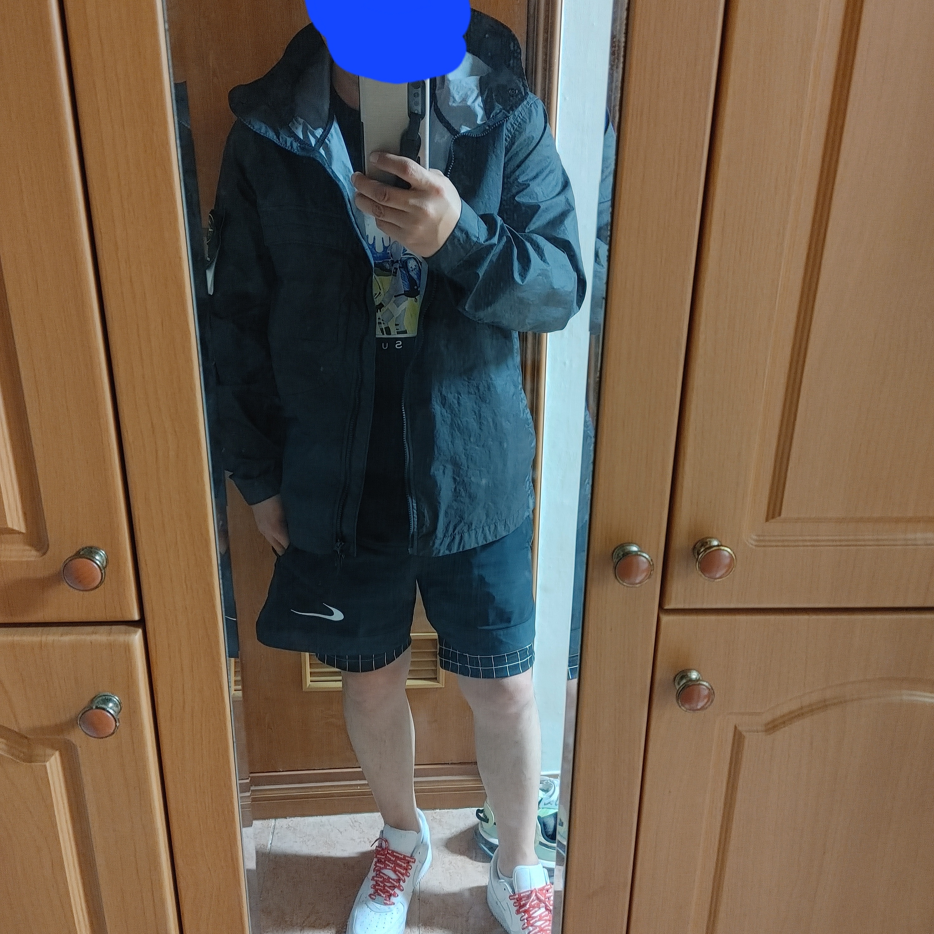 Nike x Supreme Air Force 1 Low White, Nike x Off-White NRG Shorts Black 착용 스타일