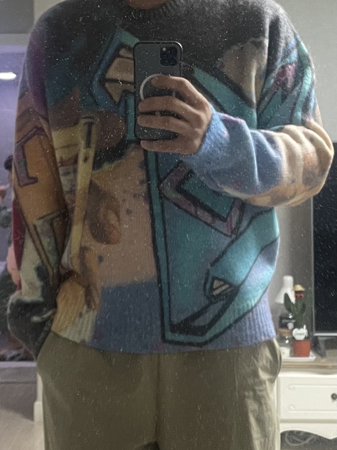 Stussy Goldie Sweater Multi 착용 스타일 - 3