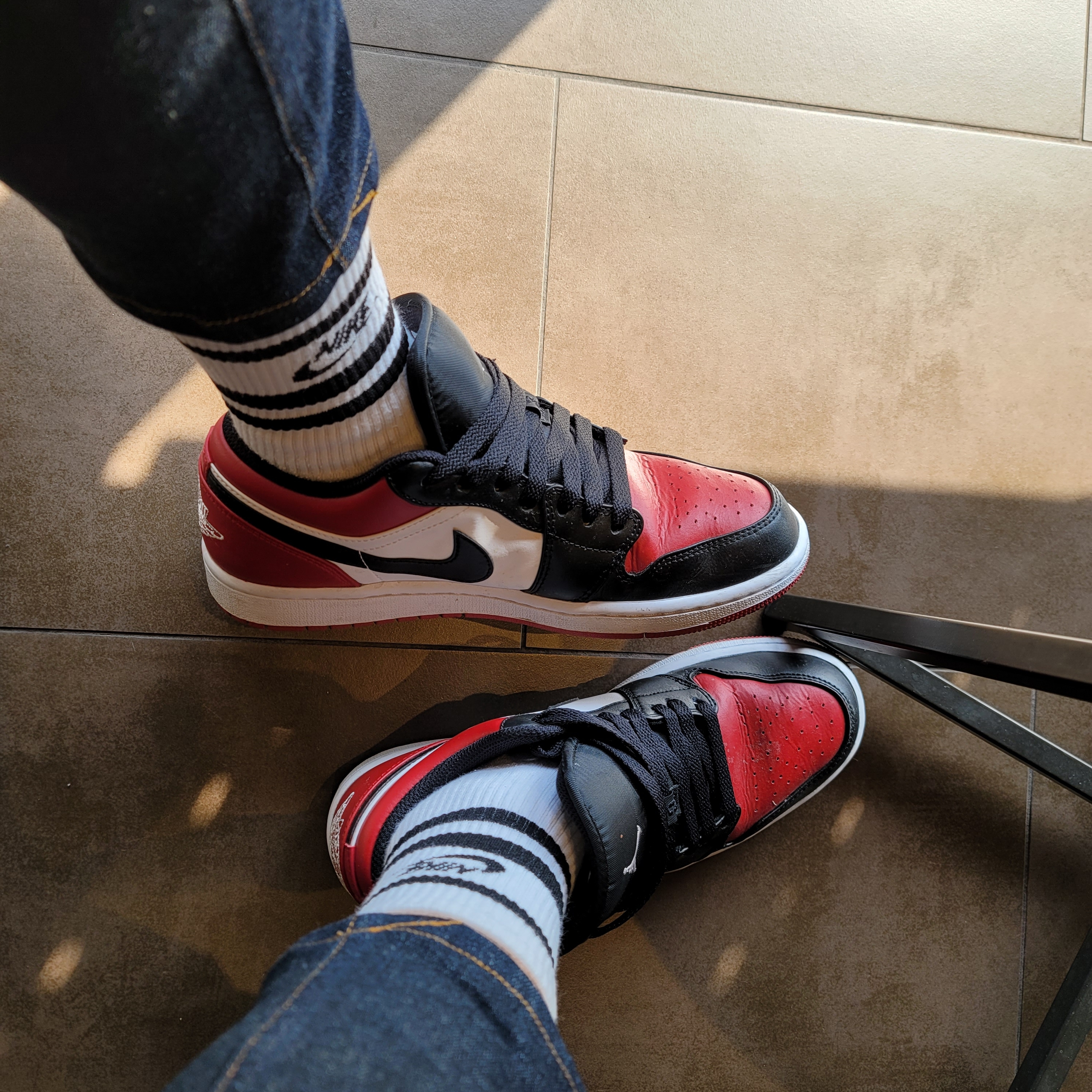 Jordan 1 Low Bred Toe 착용 스타일