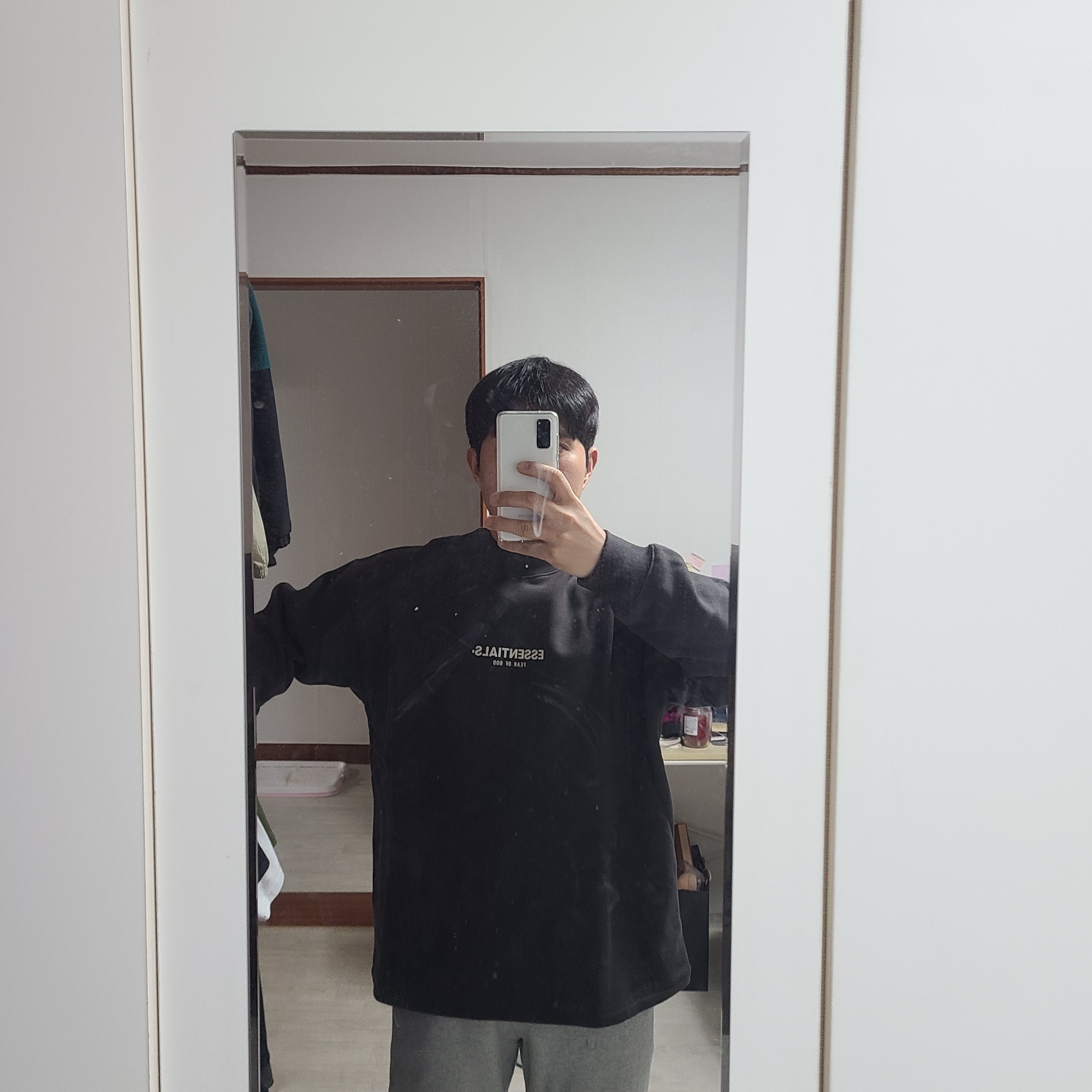 Essentials Relaxed Crewneck Sweatshirt Iron - 22SS 착용 스타일 - 2