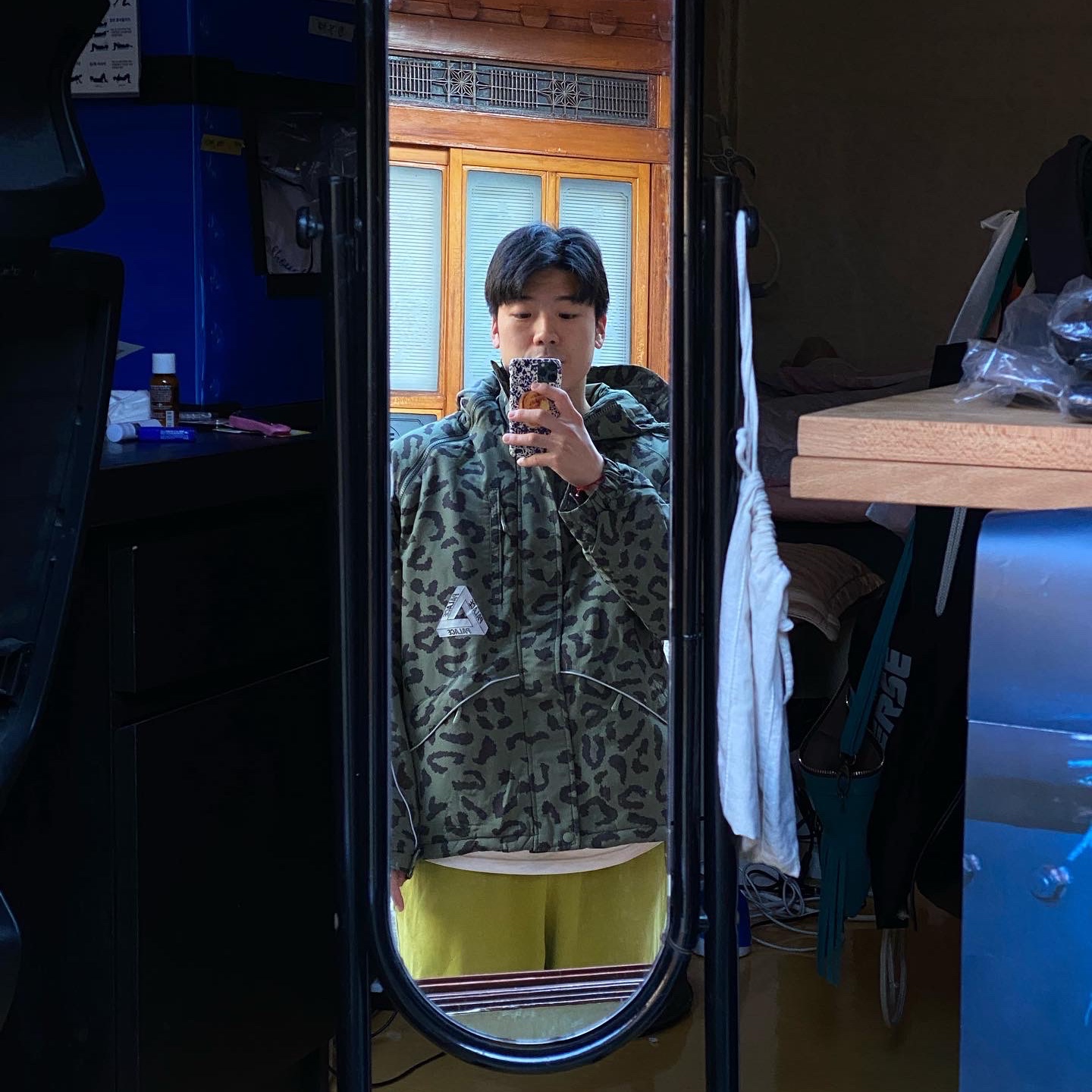 Palace M-Tech Hooded Jacket Olive Cheetah - 22FW 착용 스타일 - 1