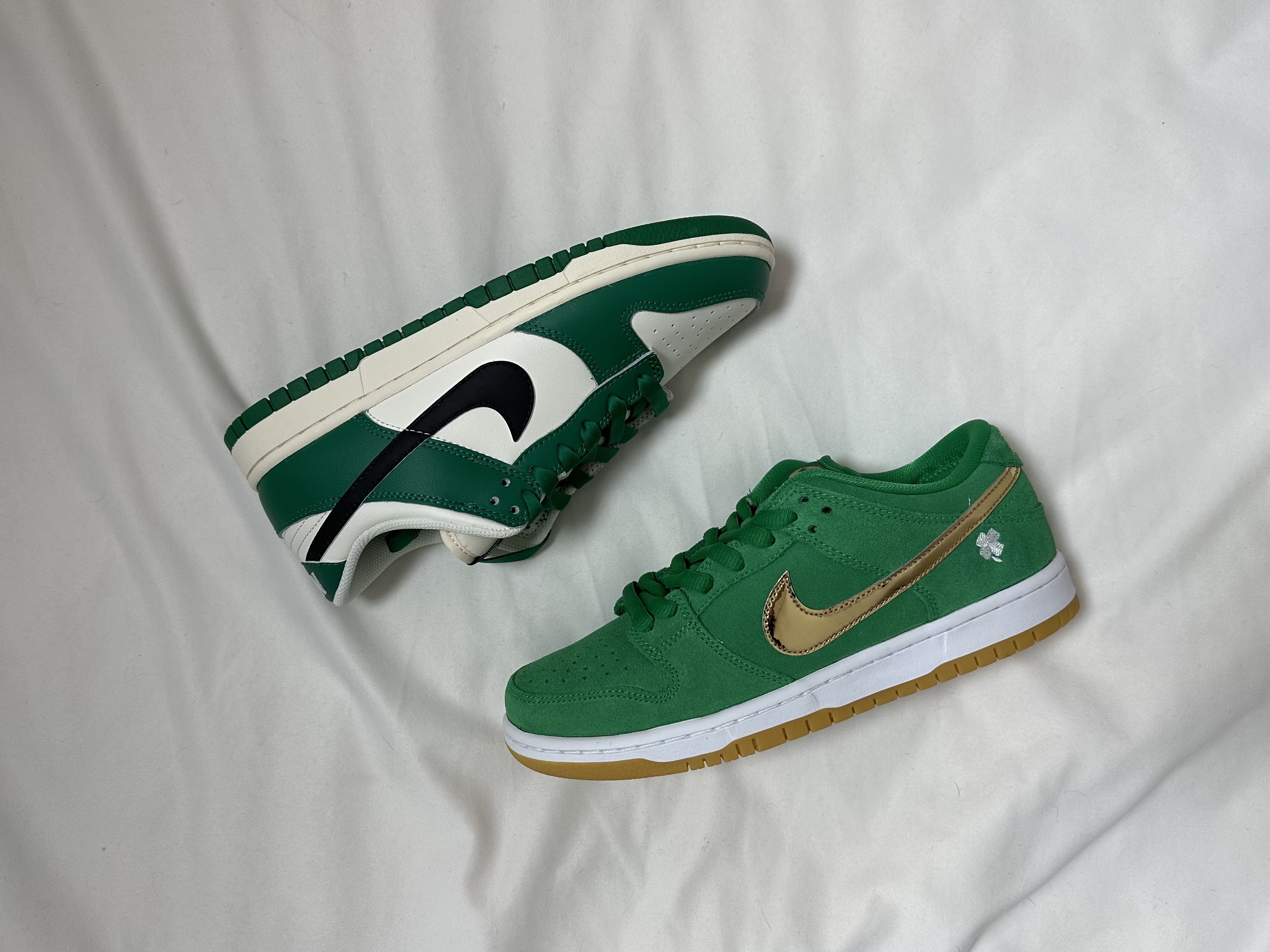 Nike SB Dunk Low Pro Shamrock, Nike Dunk Low Retro SE Jackpot Malachite 착용 스타일 - 1