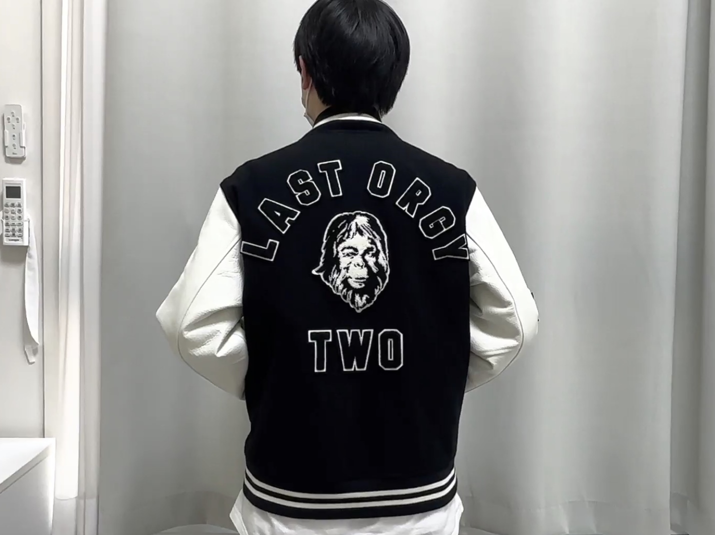 Human Made x Undercover Last Orgy 2 Varsity Jacket Navy, Human Made x Undercover Last Orgy 2 Varsity Jacket Black 착용 스타일 - 3