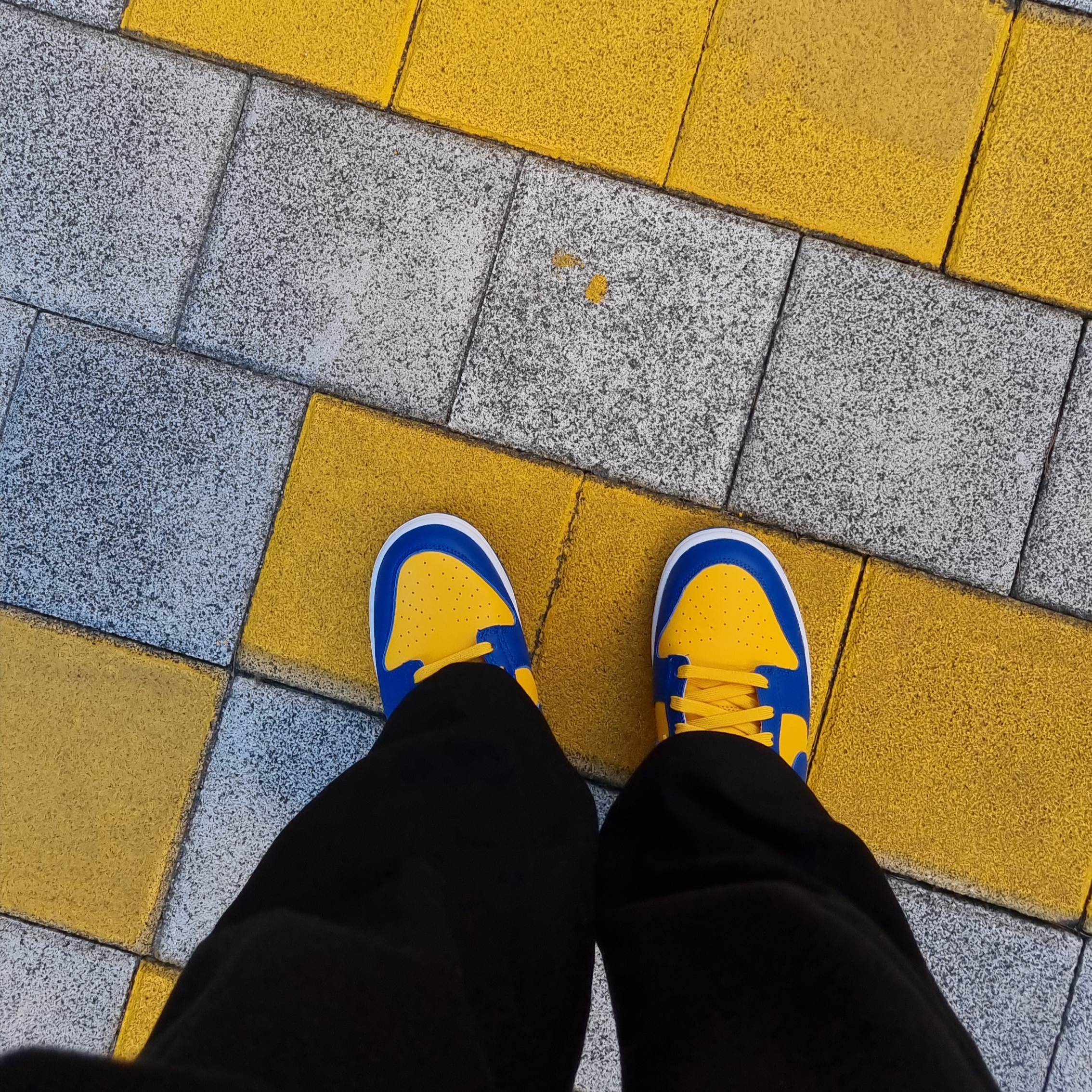 Nike Dunk Low Retro Blue Jay and University Gold 착용 스타일
