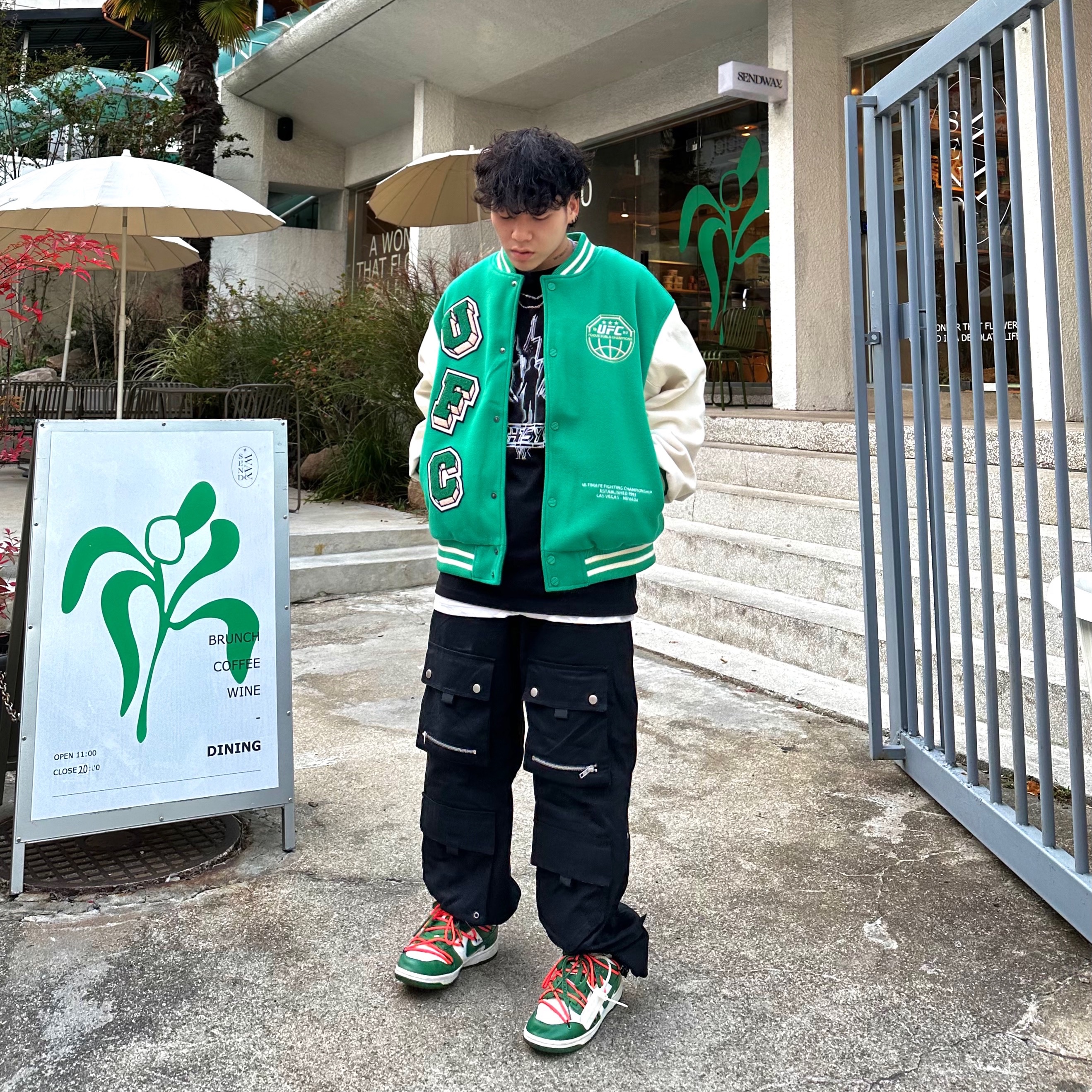 Nike x Off-White Dunk Low Pine Green 착용 스타일 - 1
