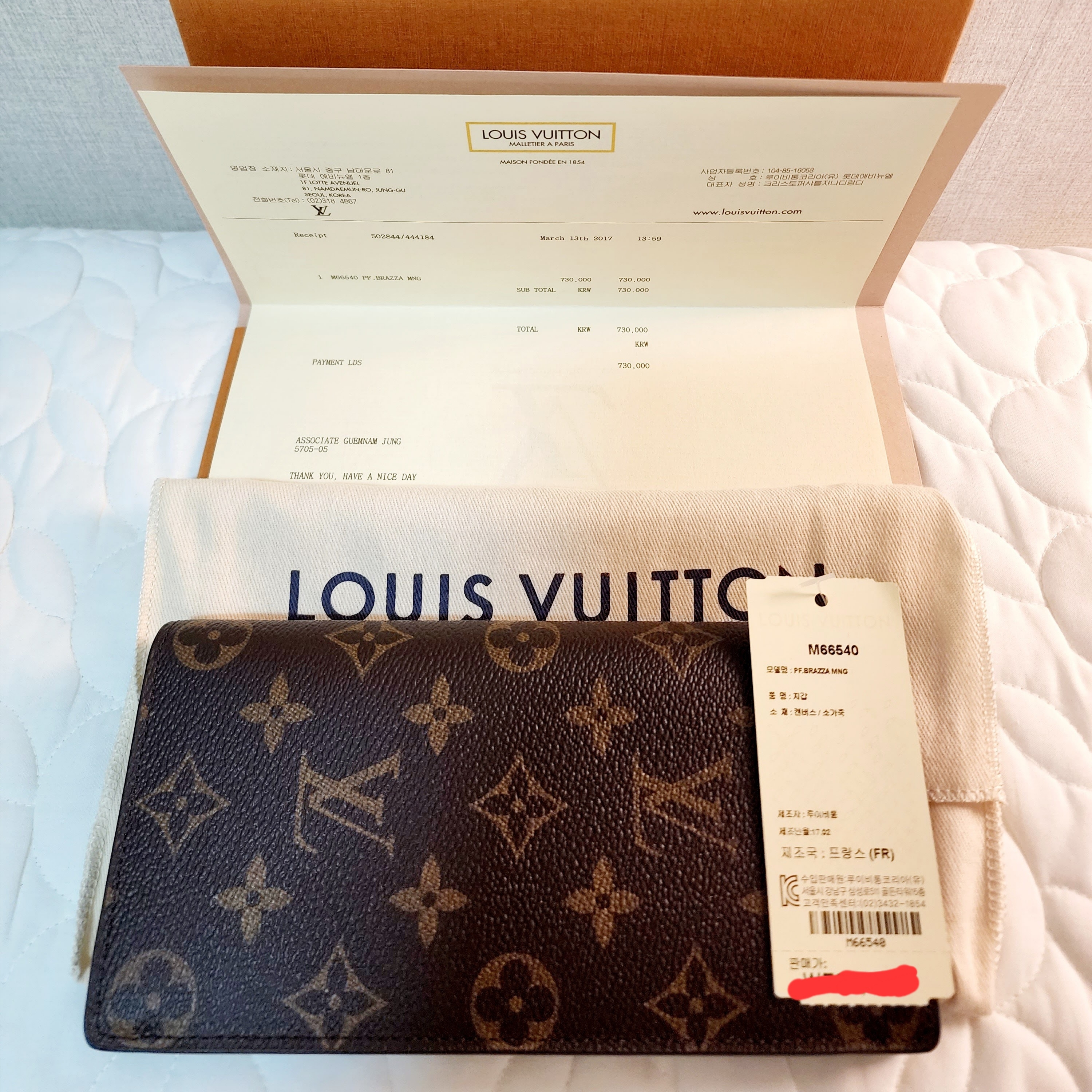 Louis Vuitton Brazza Wallet Monogram 착용 스타일 - 1