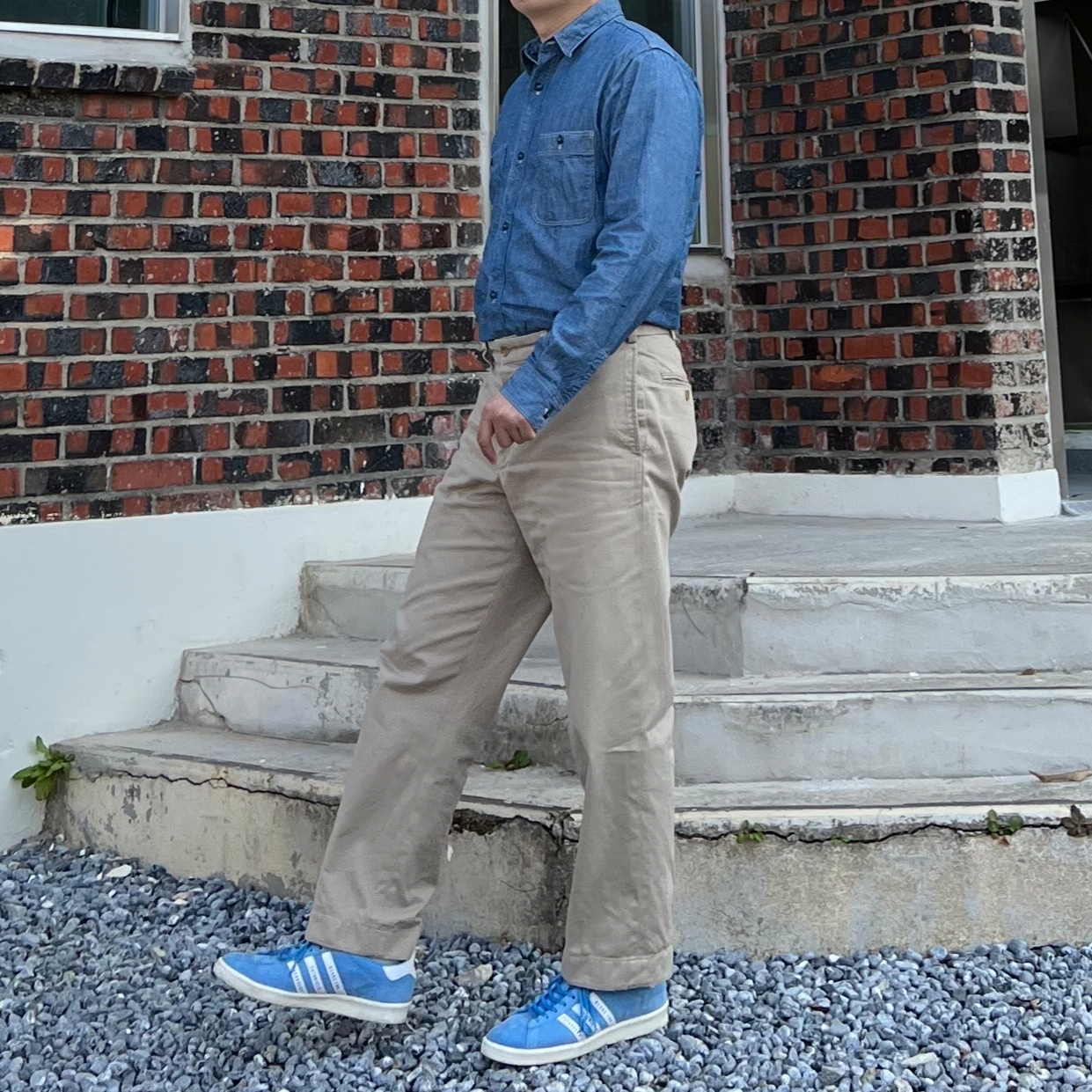 Adidas x Human Made Campus Light Blue 착용 스타일