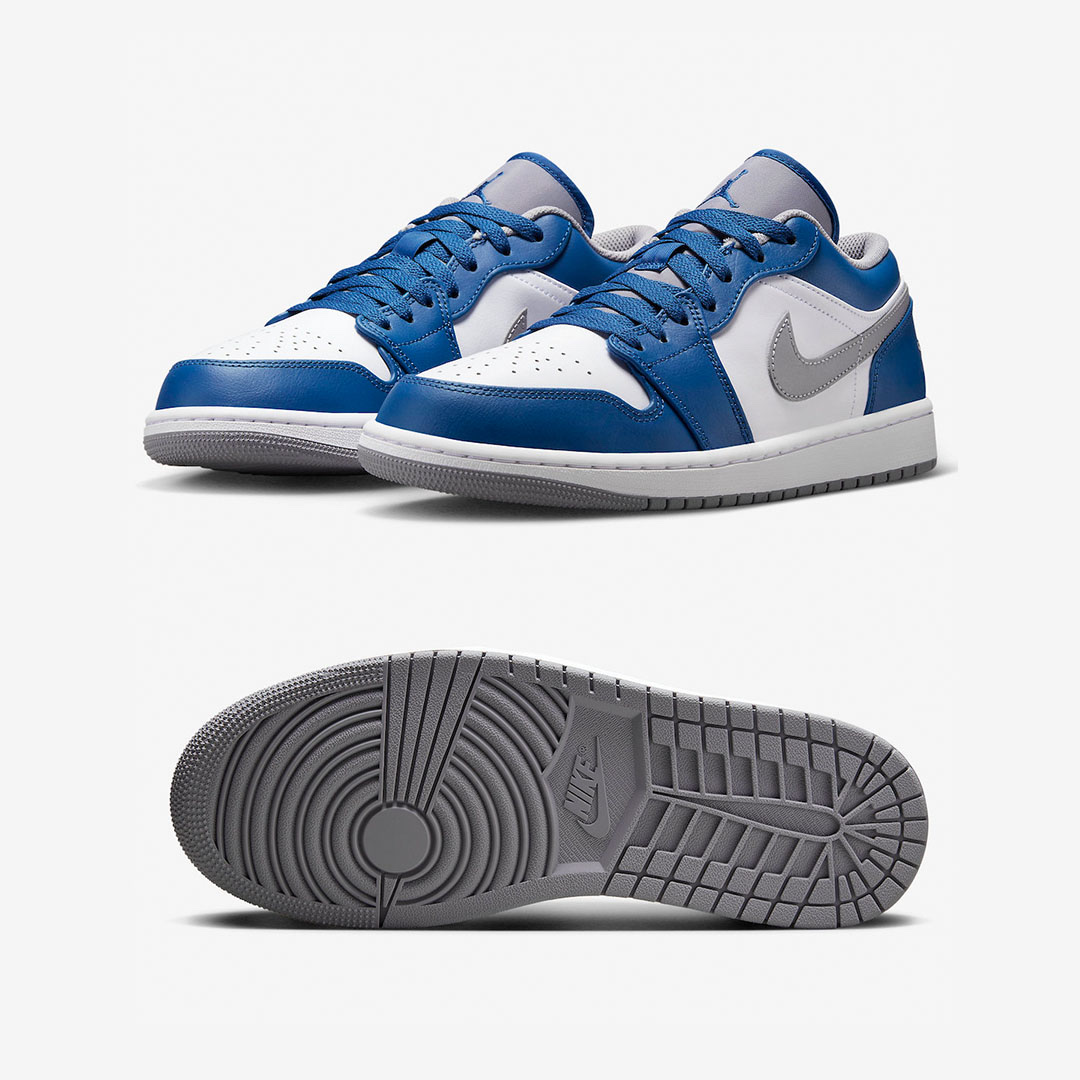 Jordan 1 Low True Blue Cement Grey, (GS) Jordan 1 Low True Blue Cement Grey 착용 스타일 - 2