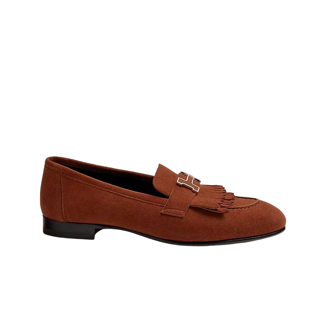 (W) 에르메스 로얄 로퍼 스웨이드 고트스킨 & 래커드 팔라듐 하드웨어 골드((W) Hermes Royal Loafers Suede Goatskin & Lacquered Palladium Gold) - 1