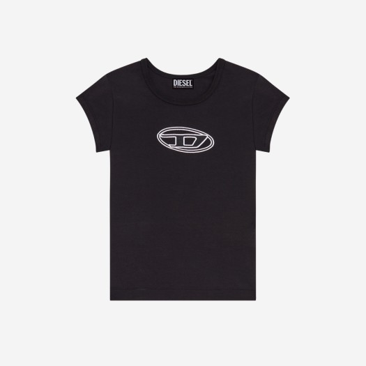 (W) 디젤 T-안지 피카부 로고 티셔츠 블랙