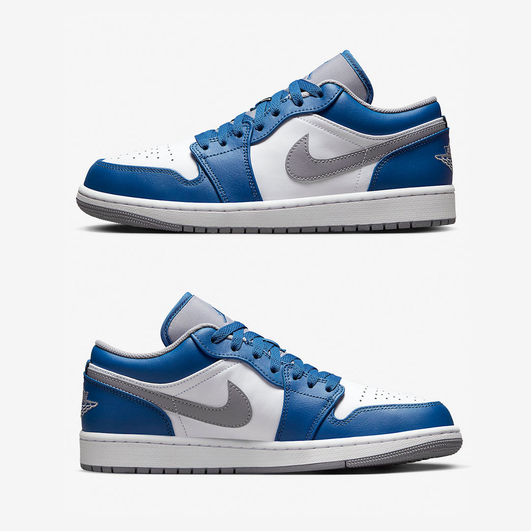 Jordan 1 Low True Blue Cement Grey, (GS) Jordan 1 Low True Blue Cement Grey 착용 스타일 - 3