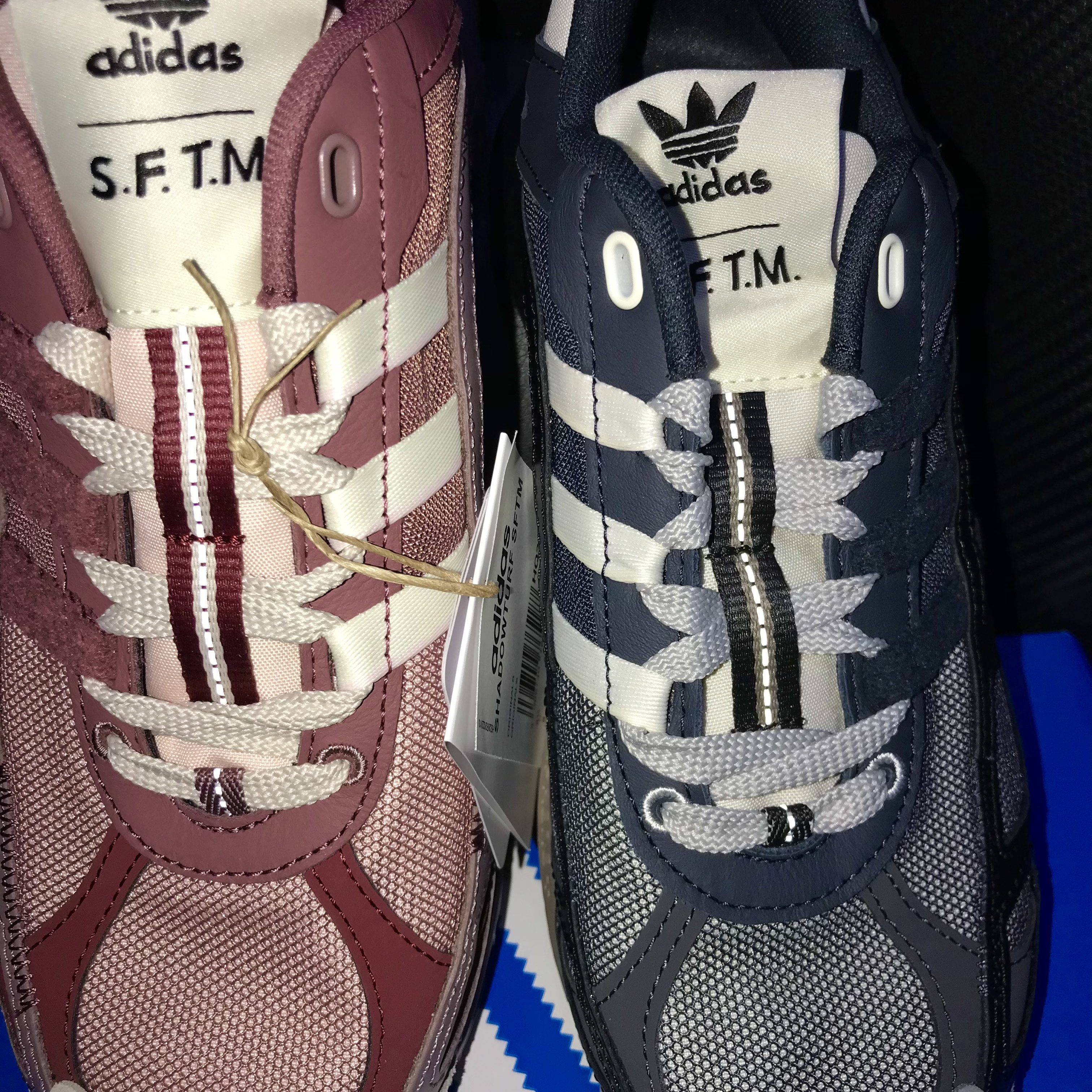 Adidas x Song for the Mute Shadowturf Purple Burgundy, Adidas x Song for the Mute Shadowturf Core Black Night Grey 착용 스타일 - 1
