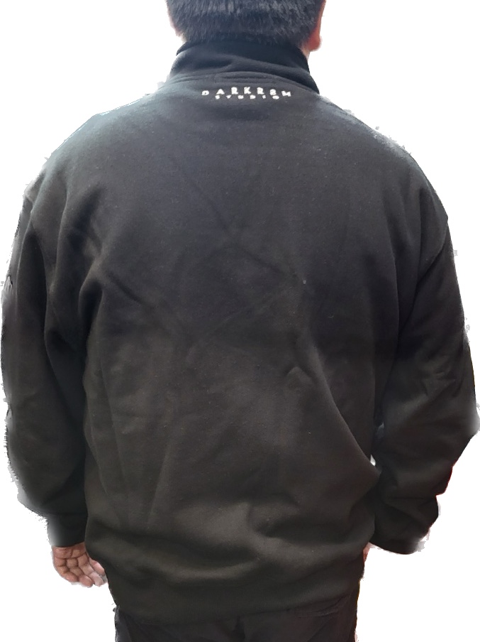 Darkr8m Studio Quarter Zip Up Sweatshirt Black 착용 스타일