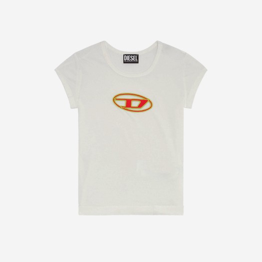 (W) 디젤 T-안지 피카부 로고 티셔츠 화이트