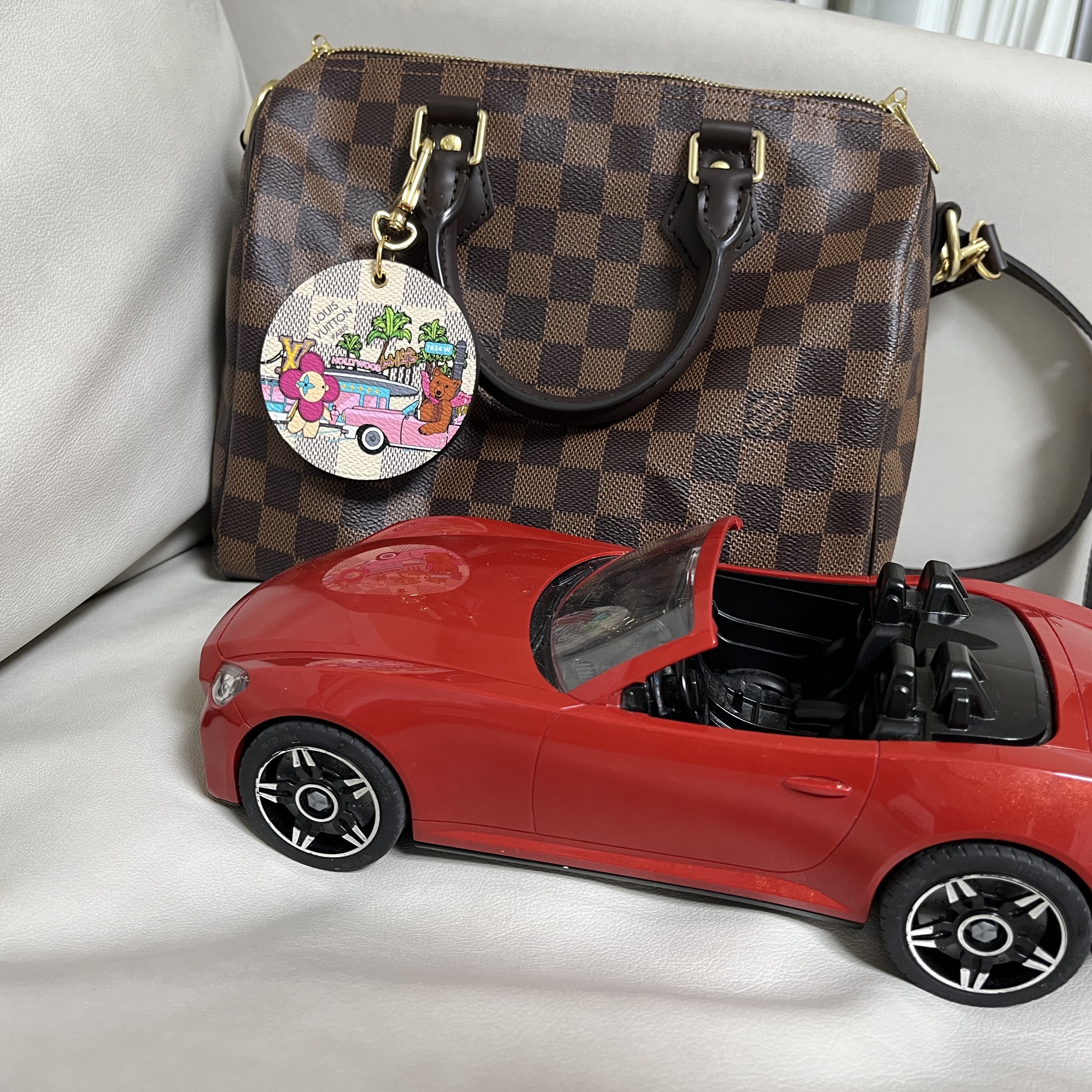 Louis Vuitton Speedy Bandouliere 25 Damier Ebene 착용 스타일