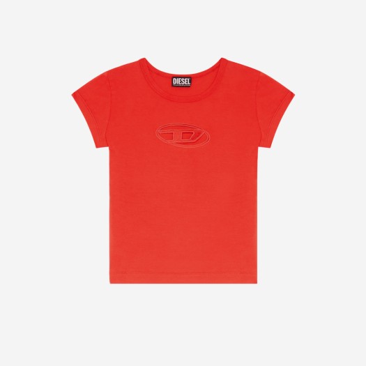 (W) 디젤 T-안지 피카부 로고 티셔츠 체리 레드