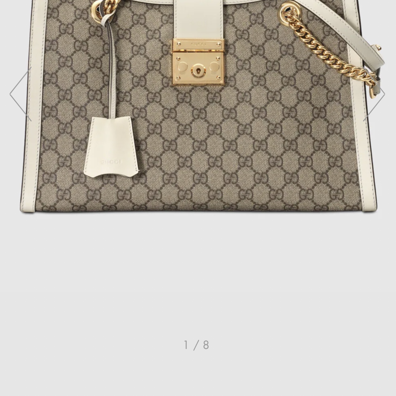 Gucci Padlock Small GG Canvas Shoulder Bag Beige Ebony White 착용 스타일