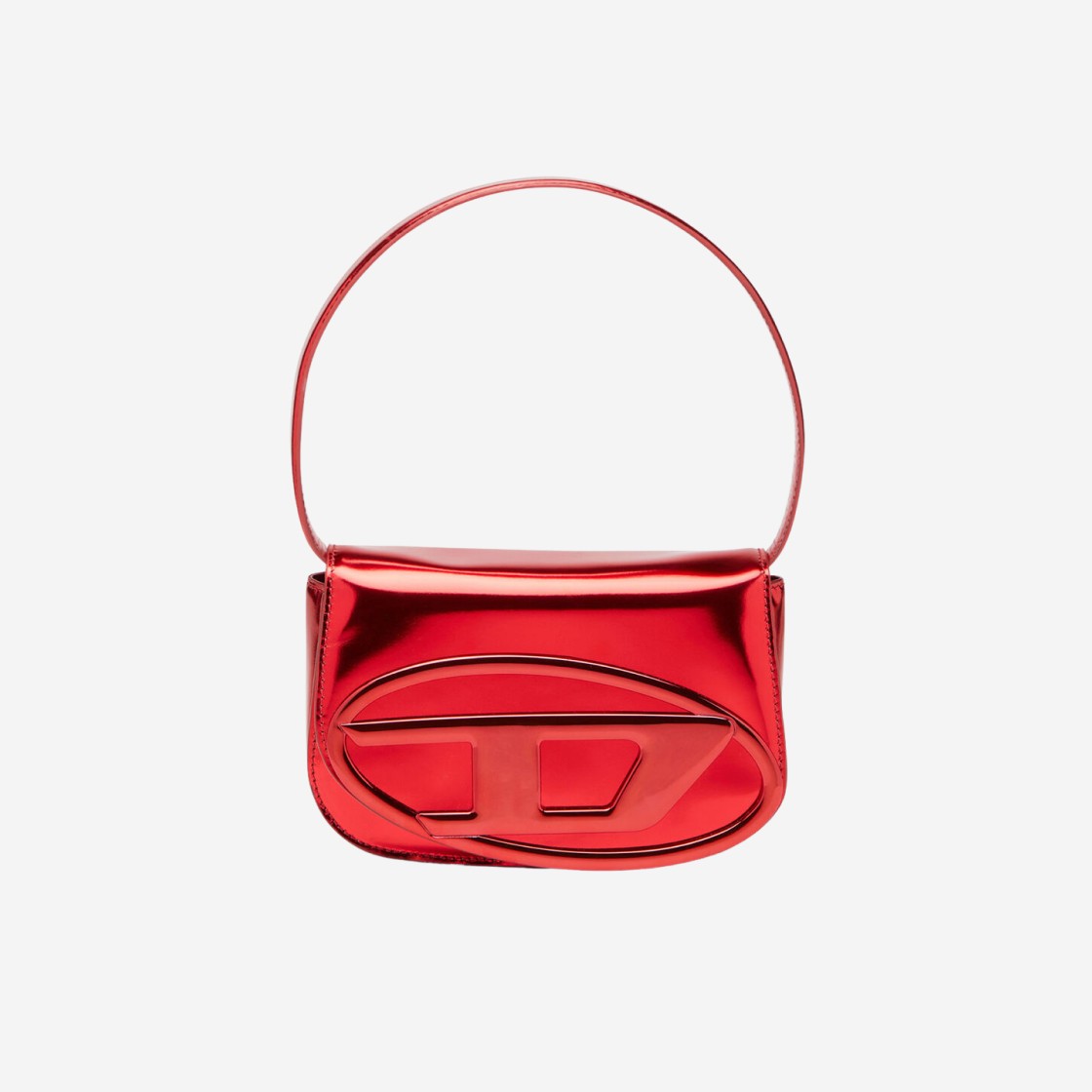 Diesel 1DR Shoulder Bag in Mirrored Leather Red 상세 이미지 1