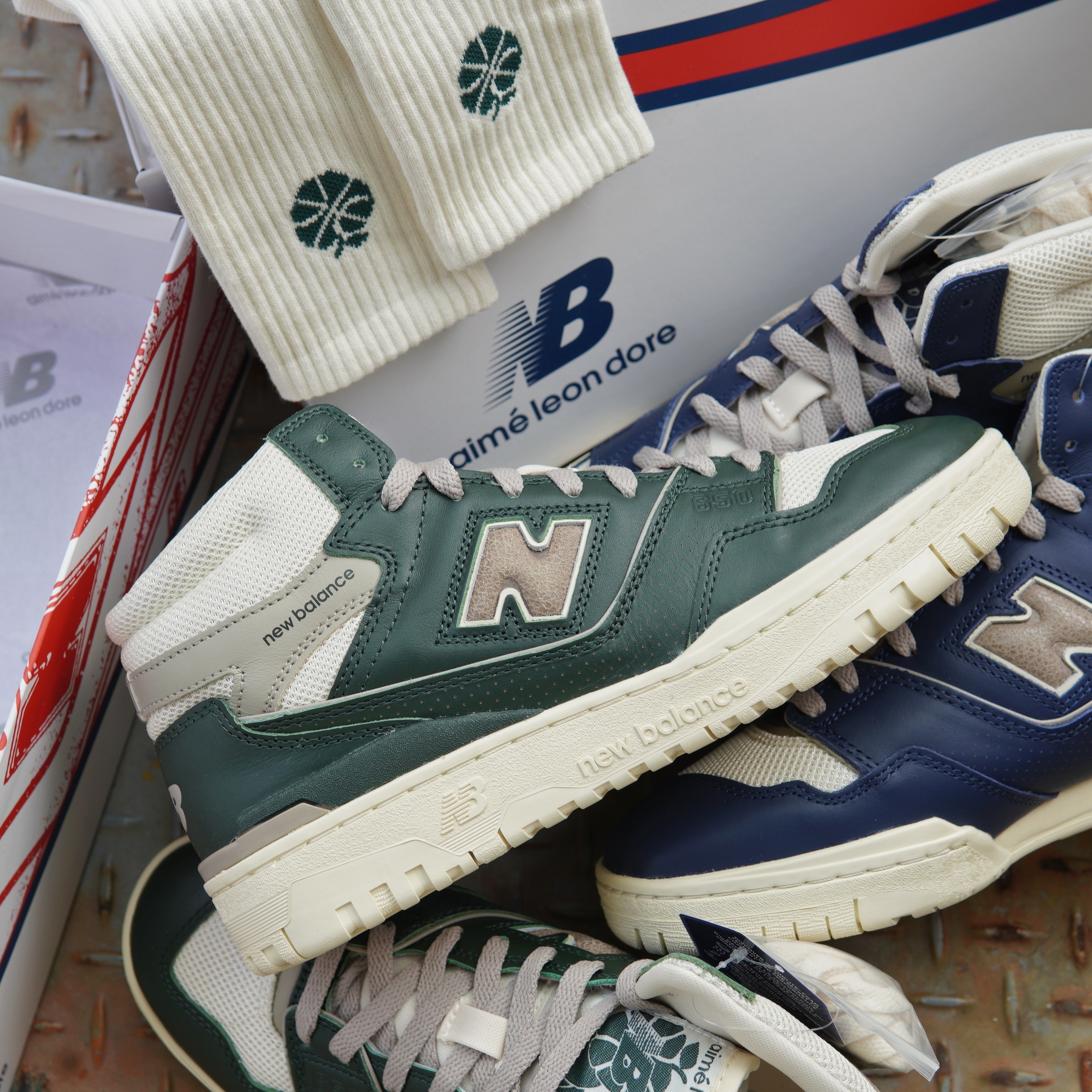 New Balance x Aime Leon Dore 650R Forest Green 착용 스타일 - 2