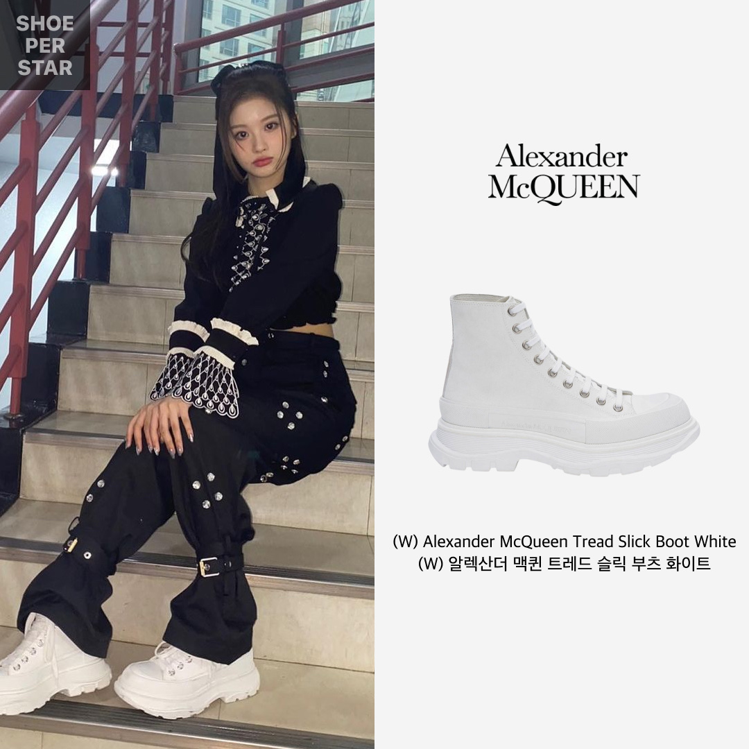 (W) Alexander McQueen Tread Slick Boot White 착용 스타일 - 1