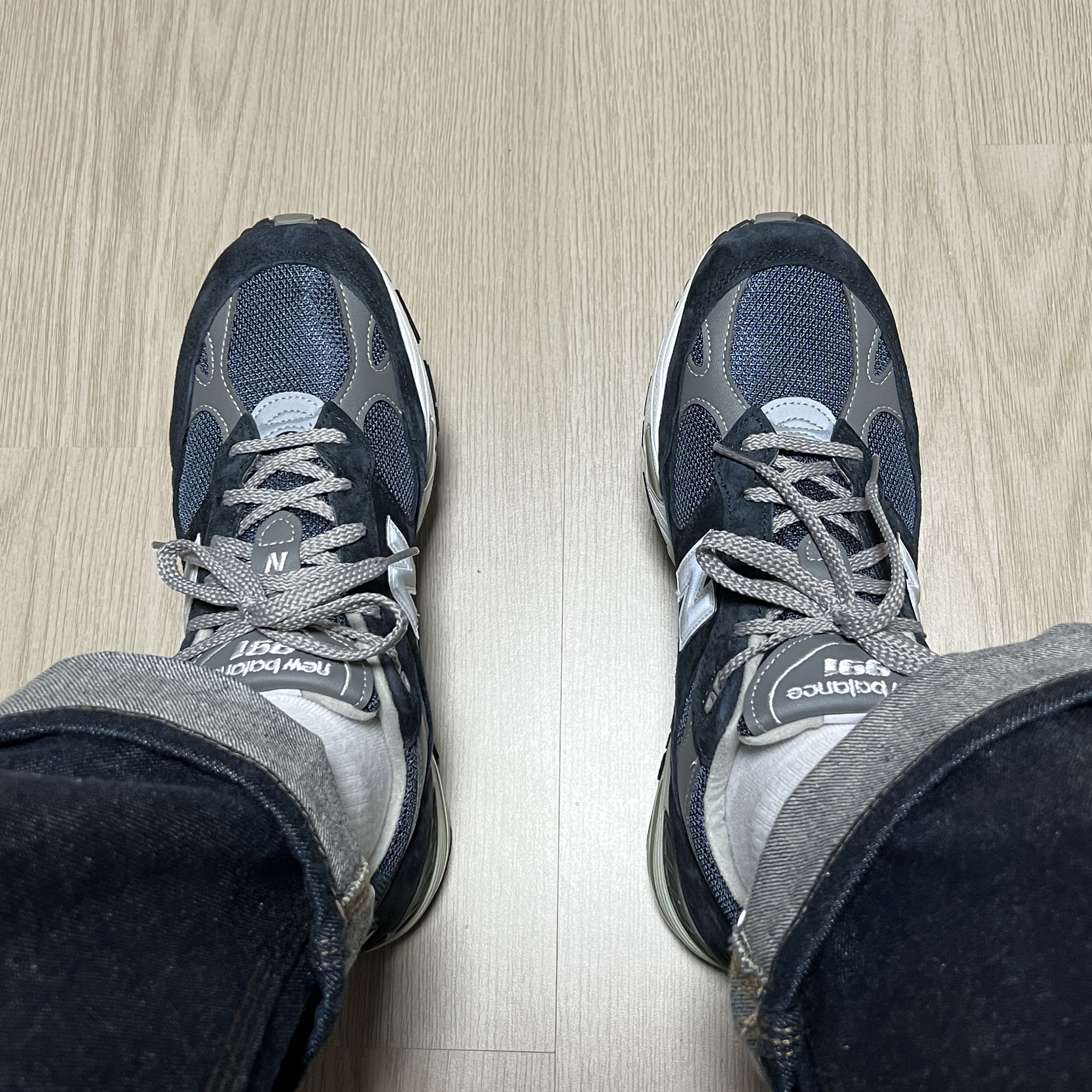 New Balance 991 Made in UK Navy 착용 스타일 - 4