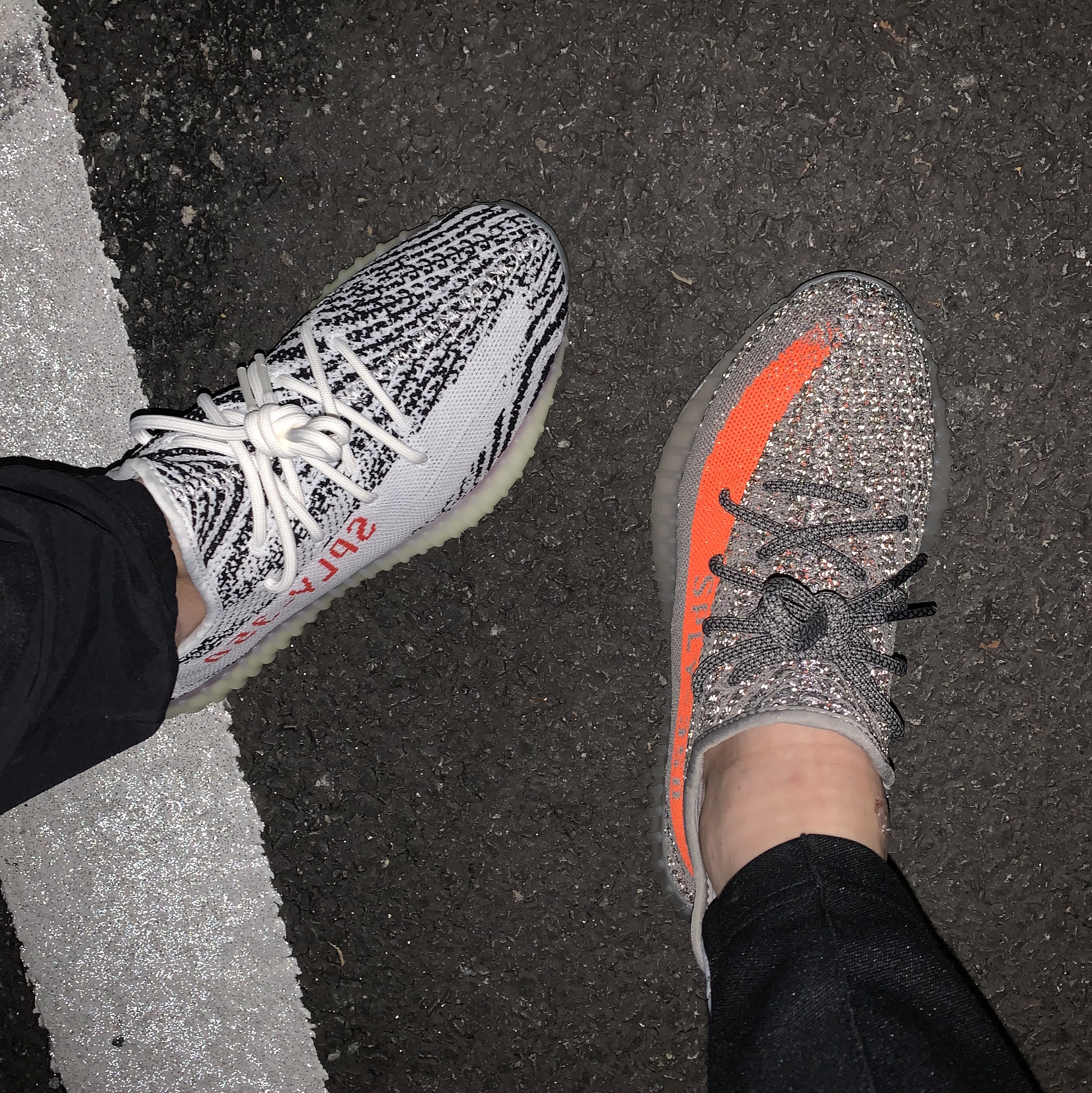 Adidas Yeezy Boost 350 V2 Zebra 2017/2019/2020, Adidas Yeezy Boost 350 V2 Beluga - Reflective 착용 스타일