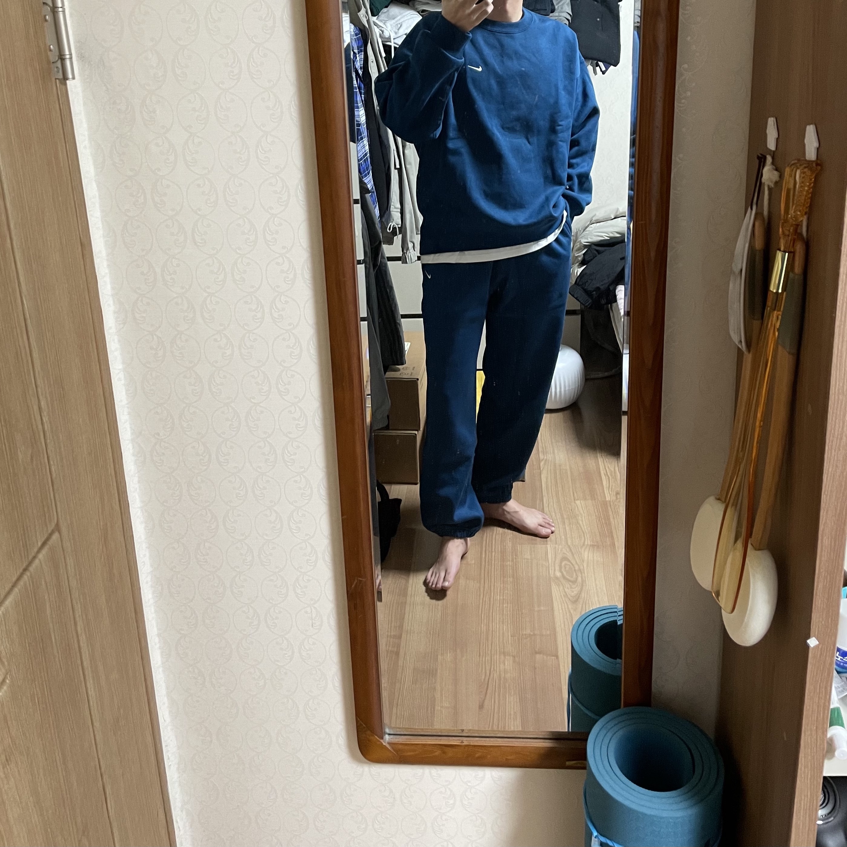 Nike NRG Solo Swoosh Fleece Pants Valerian Blue - US/EU, Nike NRG Solo Swoosh Crew Fleece Valerian Blue - US/EU 착용 스타일 - 3