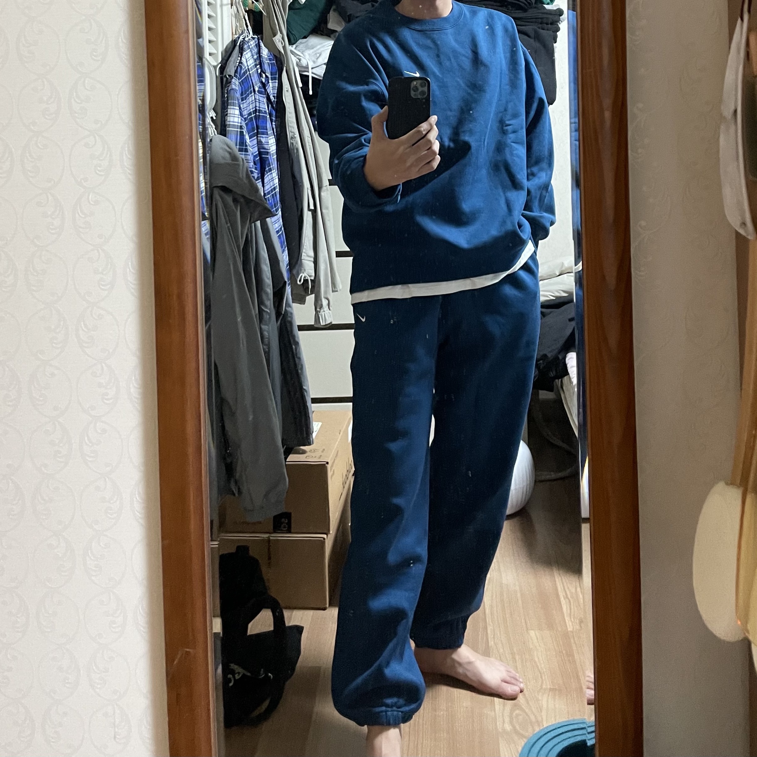 Nike NRG Solo Swoosh Fleece Pants Valerian Blue - US/EU, Nike NRG Solo Swoosh Crew Fleece Valerian Blue - US/EU 착용 스타일 - 4