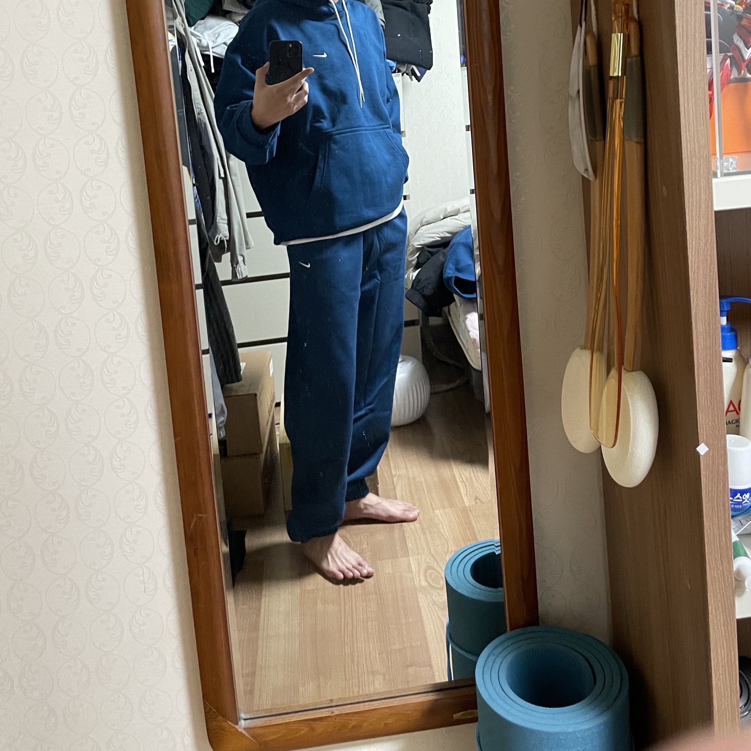 Nike NRG Solo Swoosh Fleece Pants Valerian Blue - US/EU, Nike NRG Solo Swoosh Crew Fleece Valerian Blue - US/EU 착용 스타일 - 1