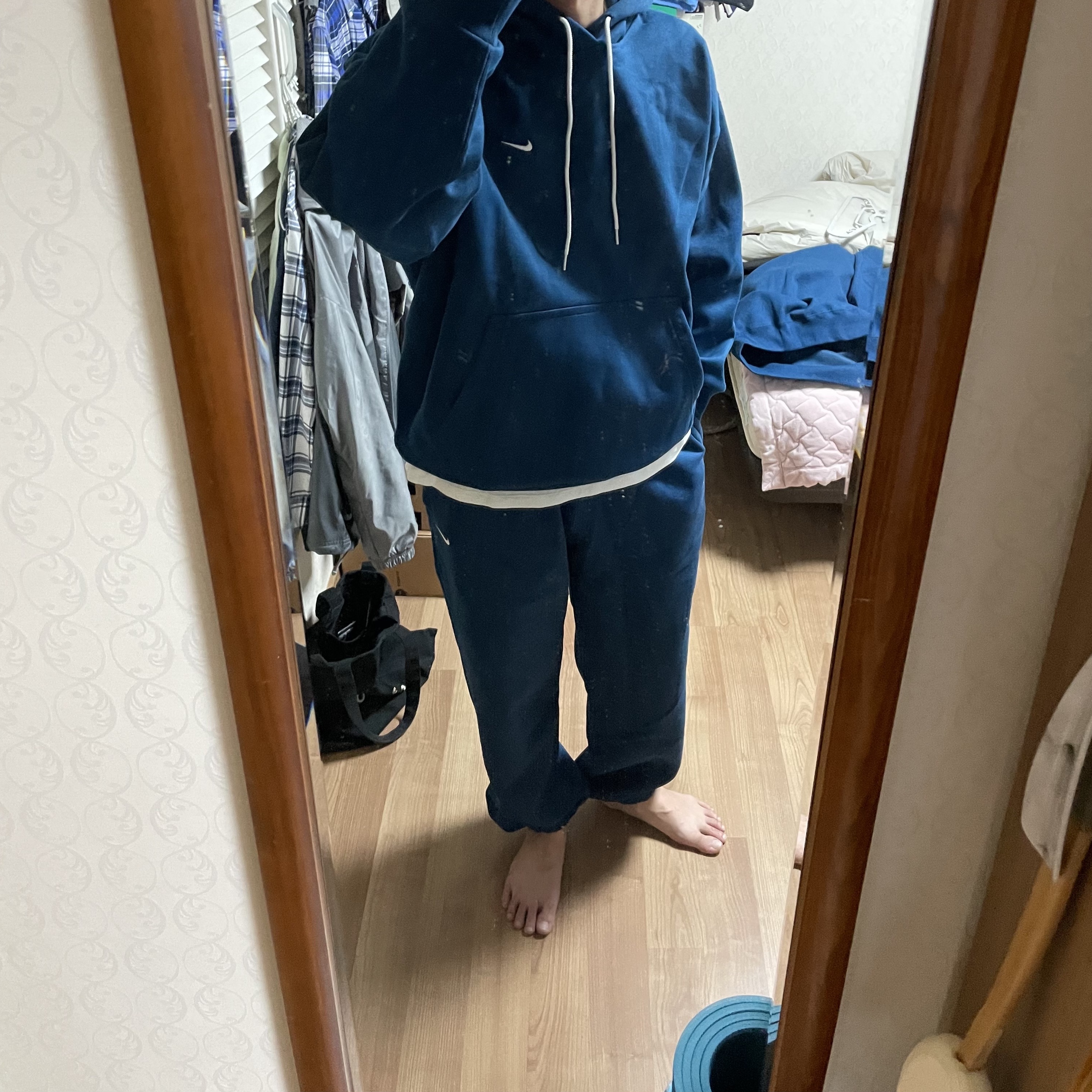 Nike NRG Solo Swoosh Fleece Pants Valerian Blue - US/EU, Nike NRG Solo Swoosh Crew Fleece Valerian Blue - US/EU 착용 스타일 - 2