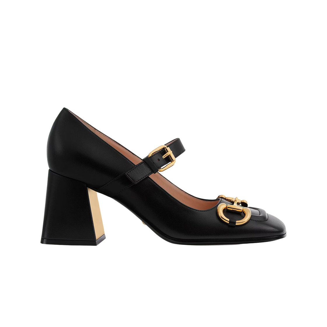 (W) 구찌 홀스빗 미드힐 레더 펌프스 블랙((W) Guuci Horsebit Mid-Heel Leather Pumps Black) - 1