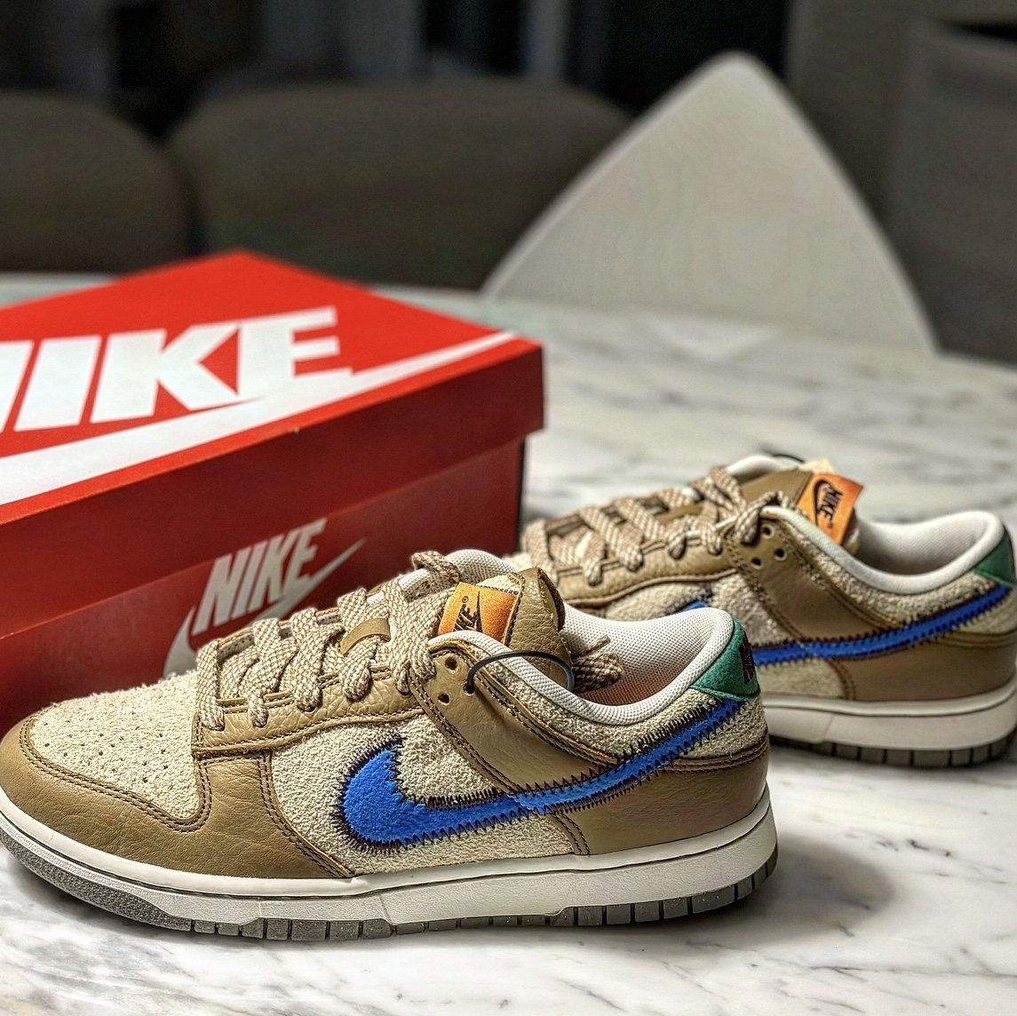 Nike x Size? Dunk Low Dark Driftwood Photo Blue 착용 스타일 - 3