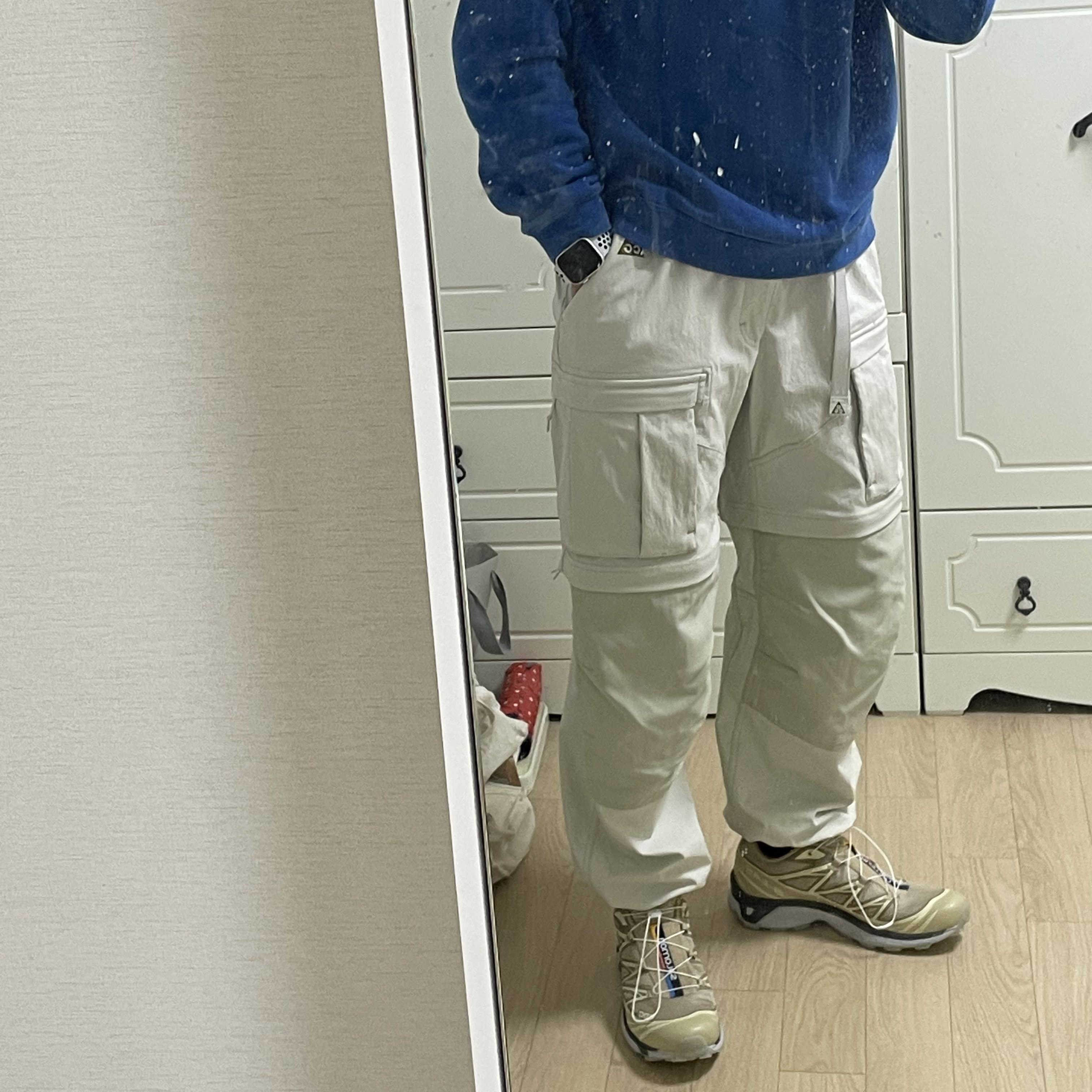 Salomon XT-6 Clear Safari Vanila Ice, Nike ACG Smith Summit Cargo Pants Light Bone - Asia 착용 스타일 - 1