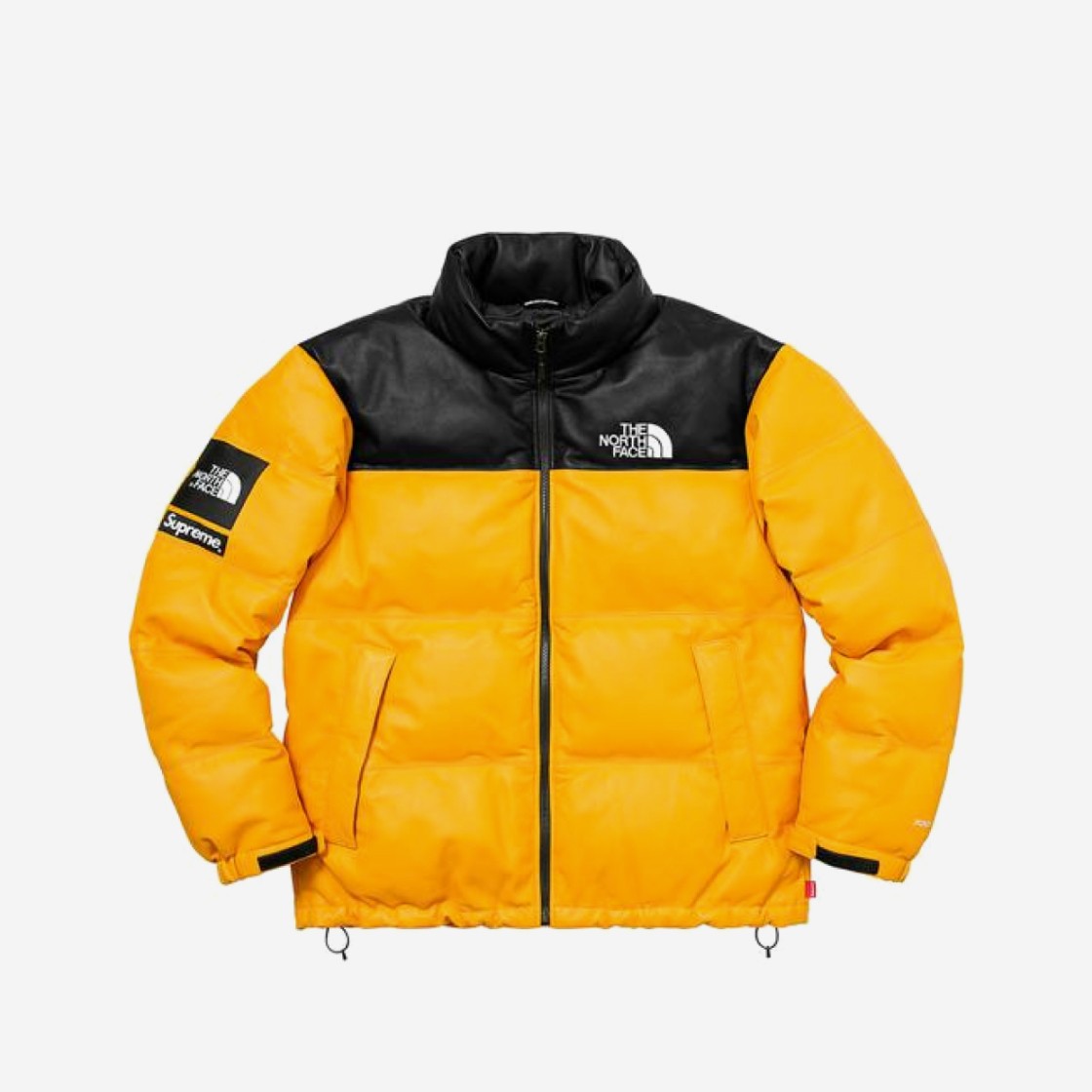 Supreme x The North Face Leather Nuptse Jacket Yellow - 17FW 상세 이미지 1