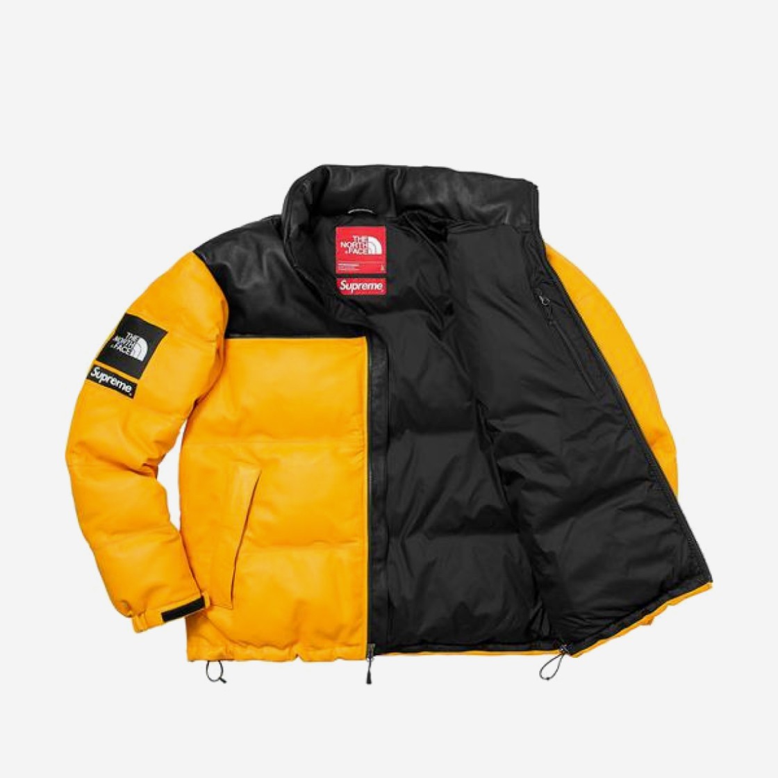 Supreme x The North Face Leather Nuptse Jacket Yellow - 17FW 상세 이미지 2