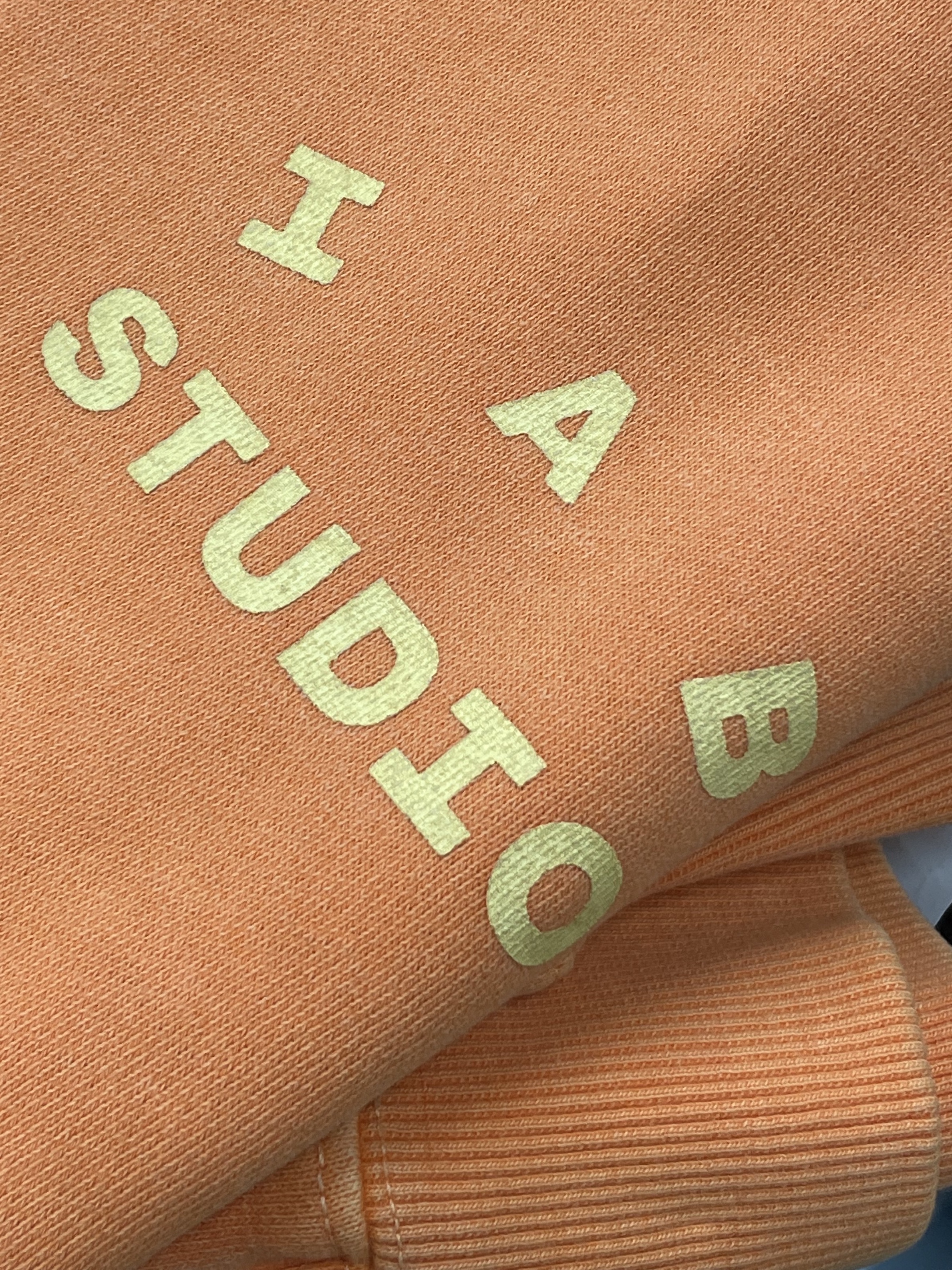 IAB Studio Pigment Hoodie & Sack Salmon 착용 스타일