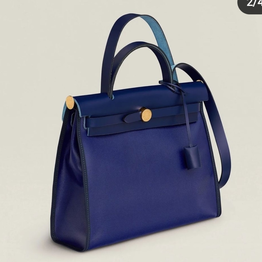 Hermes Herbag Zip 31 Bag Sellier H Berlin Canvas Hunter Cowhide & Gold Bleu Encre Ecru Noir Bleu Saphir 착용 스타일
