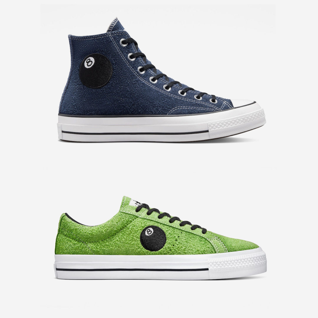 Converse x Stussy One Star Pro Ox 8 Ball Green, Converse x Stussy Chuck 70 High 8 Ball Navy 착용 스타일 - 3