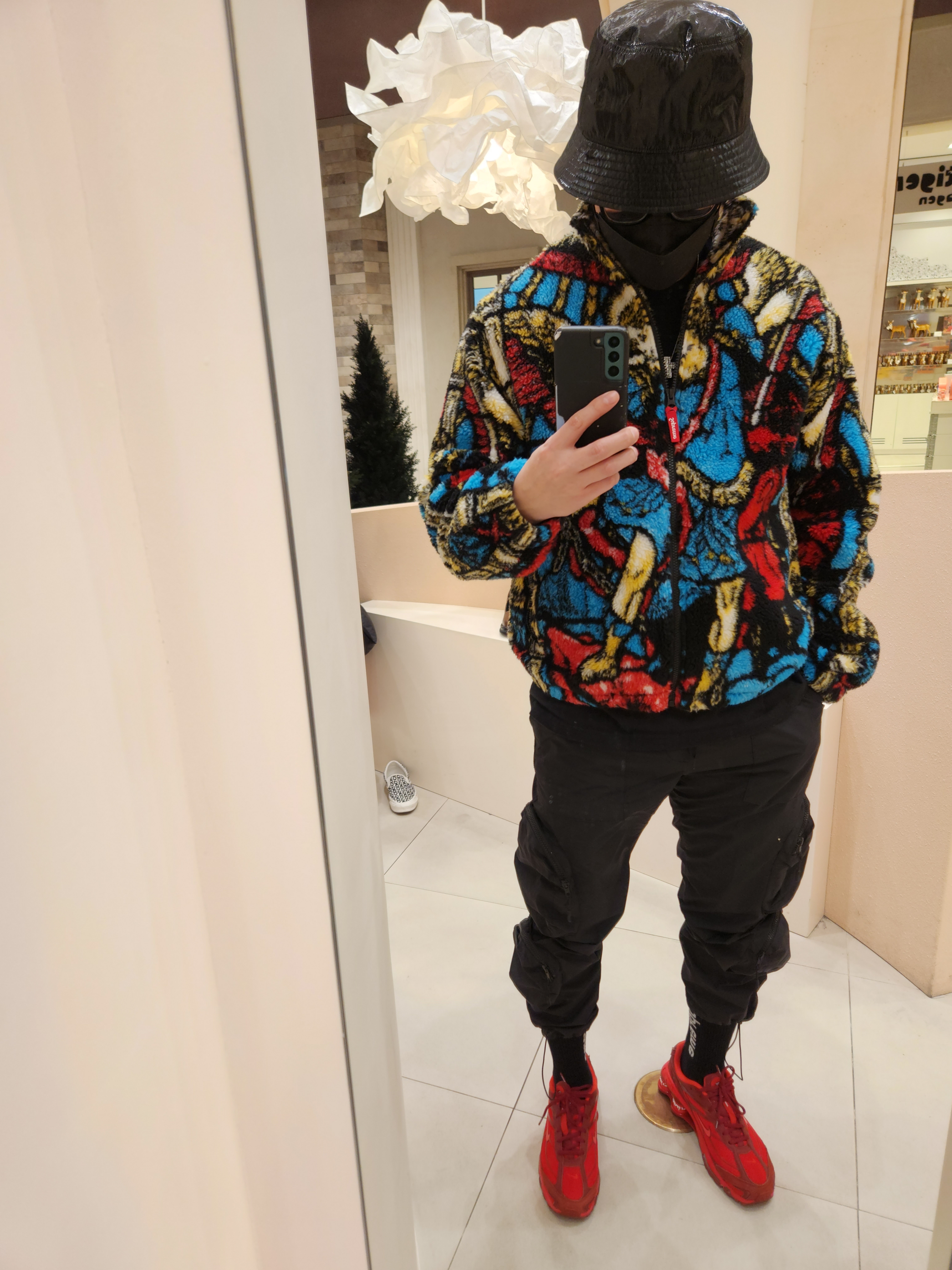Supreme Saint Michael Fleece Jacket White - 21SS 착용 스타일