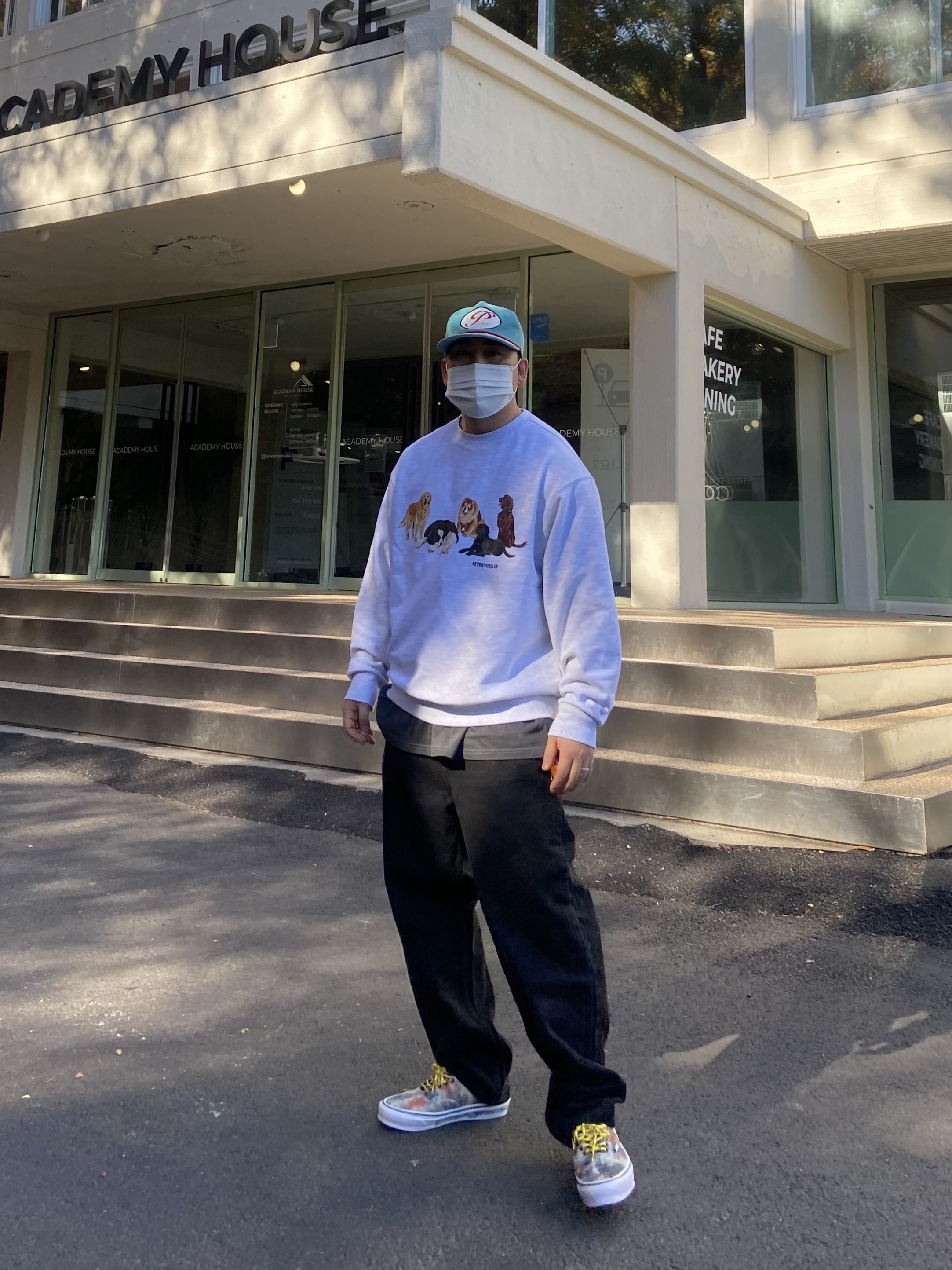 Peaceminusone 5 Panel Ball Cap #2 Mint, Vans Vault x Aries OG Authentic LX Tie Dye 착용 스타일