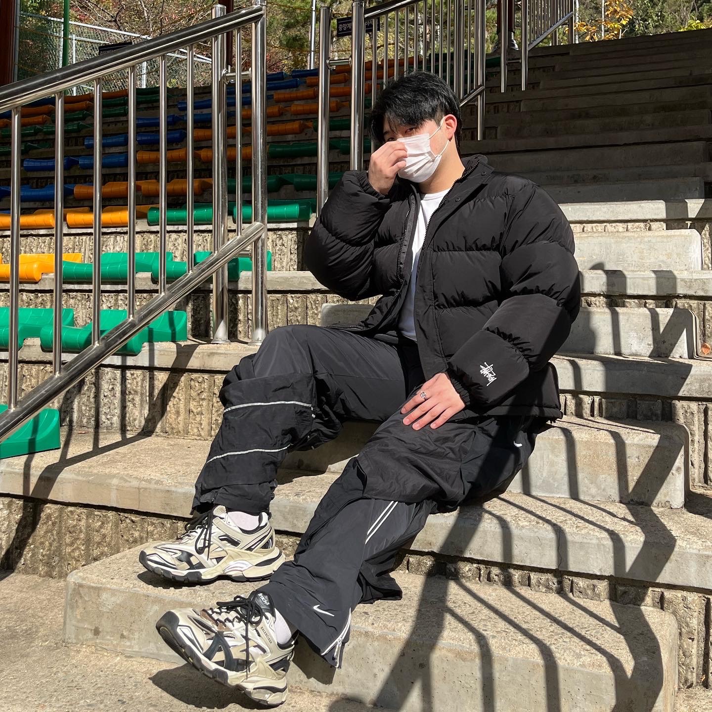 Nike NRG DH Pants Black, Stussy Ripstop Down Puffer Jacket Black - 22FW 착용 스타일 - 2