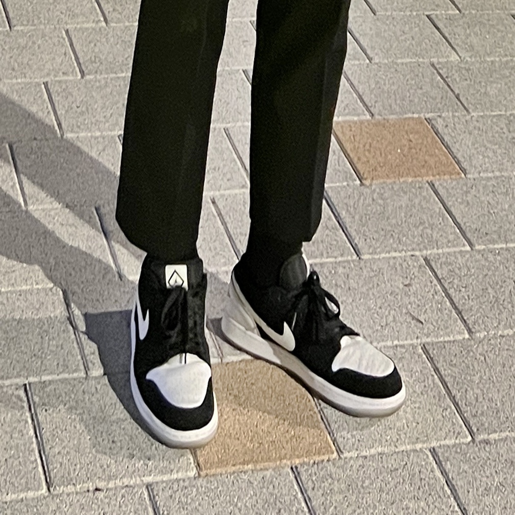 Jordan 1 Low SE Diamond, Prada Re-Nylon and Saffiano Leather Shoulder Bag Black 착용 스타일 - 3