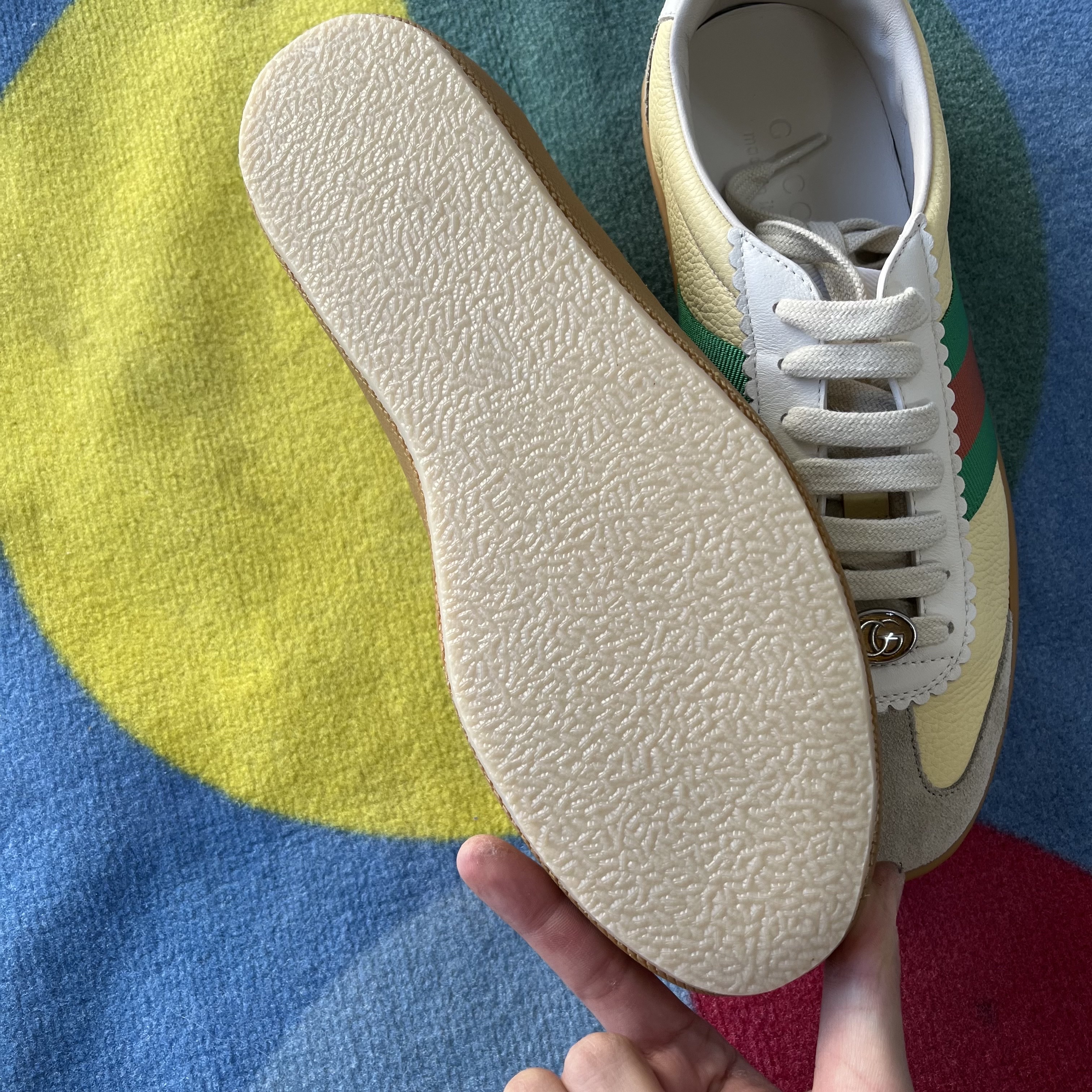Gucci G74 Sneakers in Leather with Web Black 착용 스타일 - 2